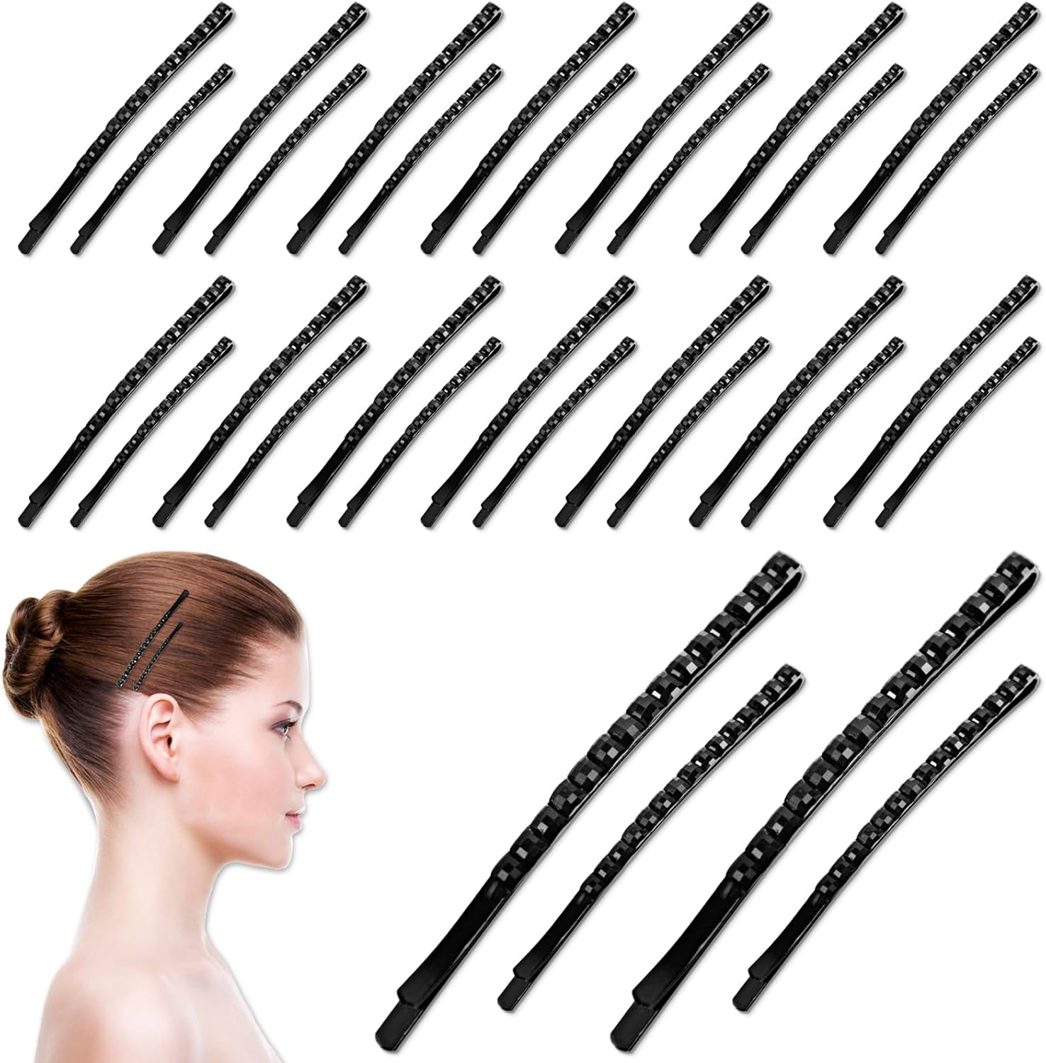 40 Pcs Black Rhinestone Bobby Pins Sparkly Hair Decoration Shiny Crystal Diamond Hair Pins Metal Hair Barrettes Hairpins for Women (Black) image number 1