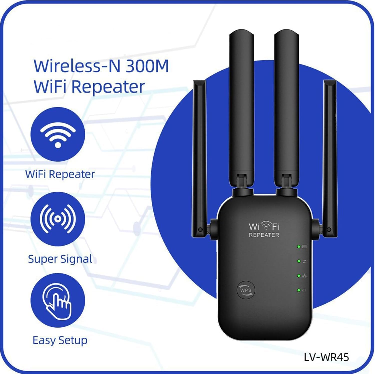 300Mbps Wifi Repeater, Annuoyi Wifi Repeater Range Booster, AP Router Wireless-N 802.11 2.4G Network with Integrated Antennas LAN, Wifi Signal Booster & Access Point, 360 Degree Full Coverage