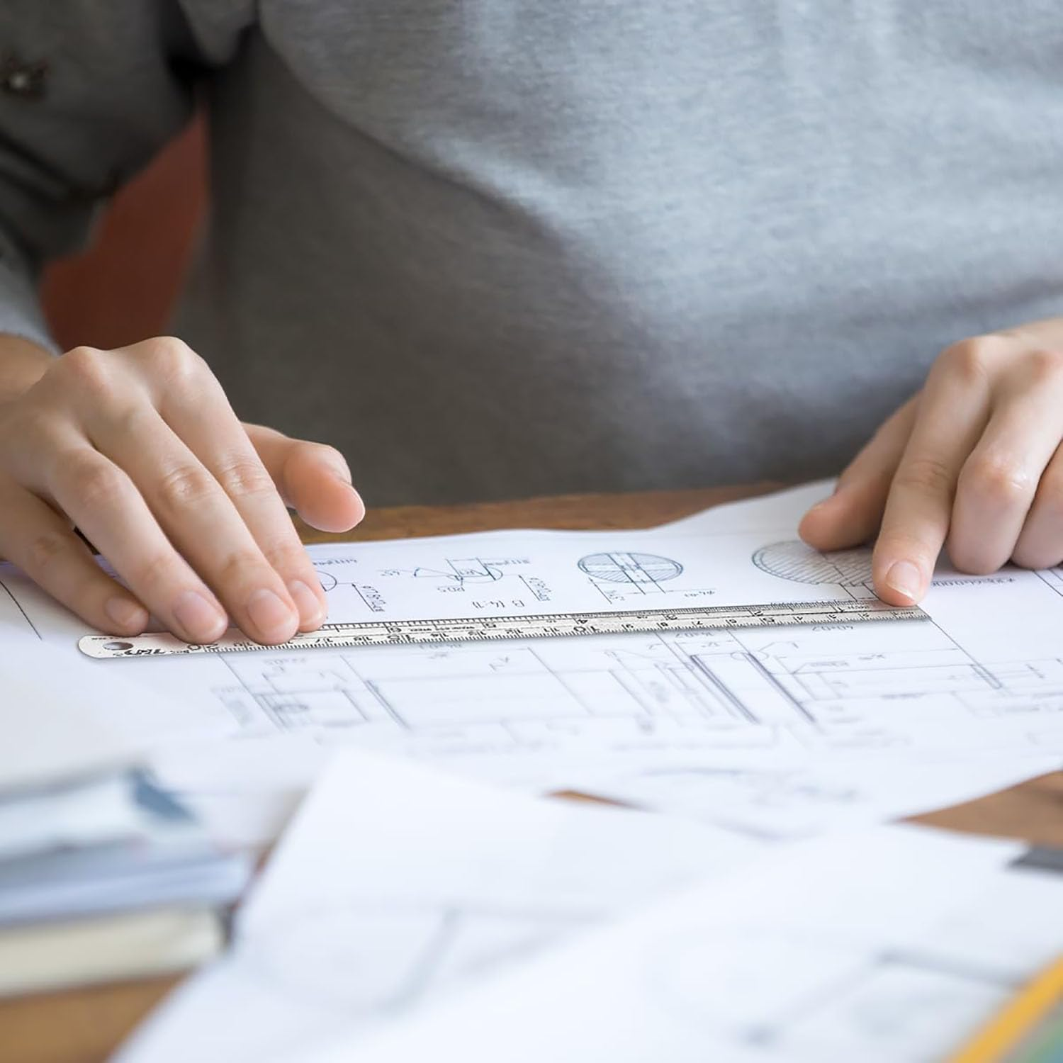 3 PCS Stainless Steel Ruler Set with Inch and Metric Graduation, Metric Metal Ruler Set, Mm Ruler, Double Sided Metal Rulers (15/20/30Cm)