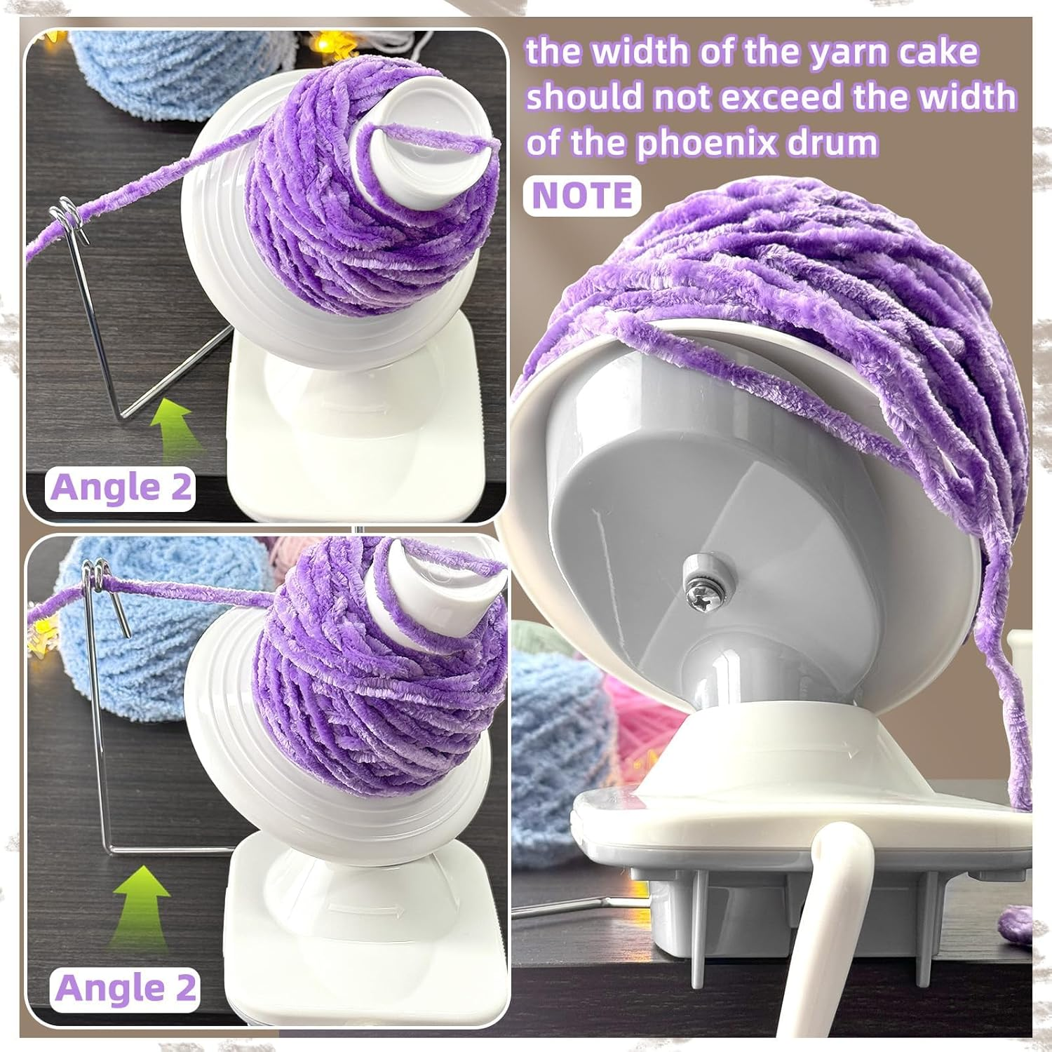 Anoleair Yarn Ball Winder, Hand Operated Winding Wool Winder Machine, Tabletop Clamp, Yarn Cake Winder image number 4