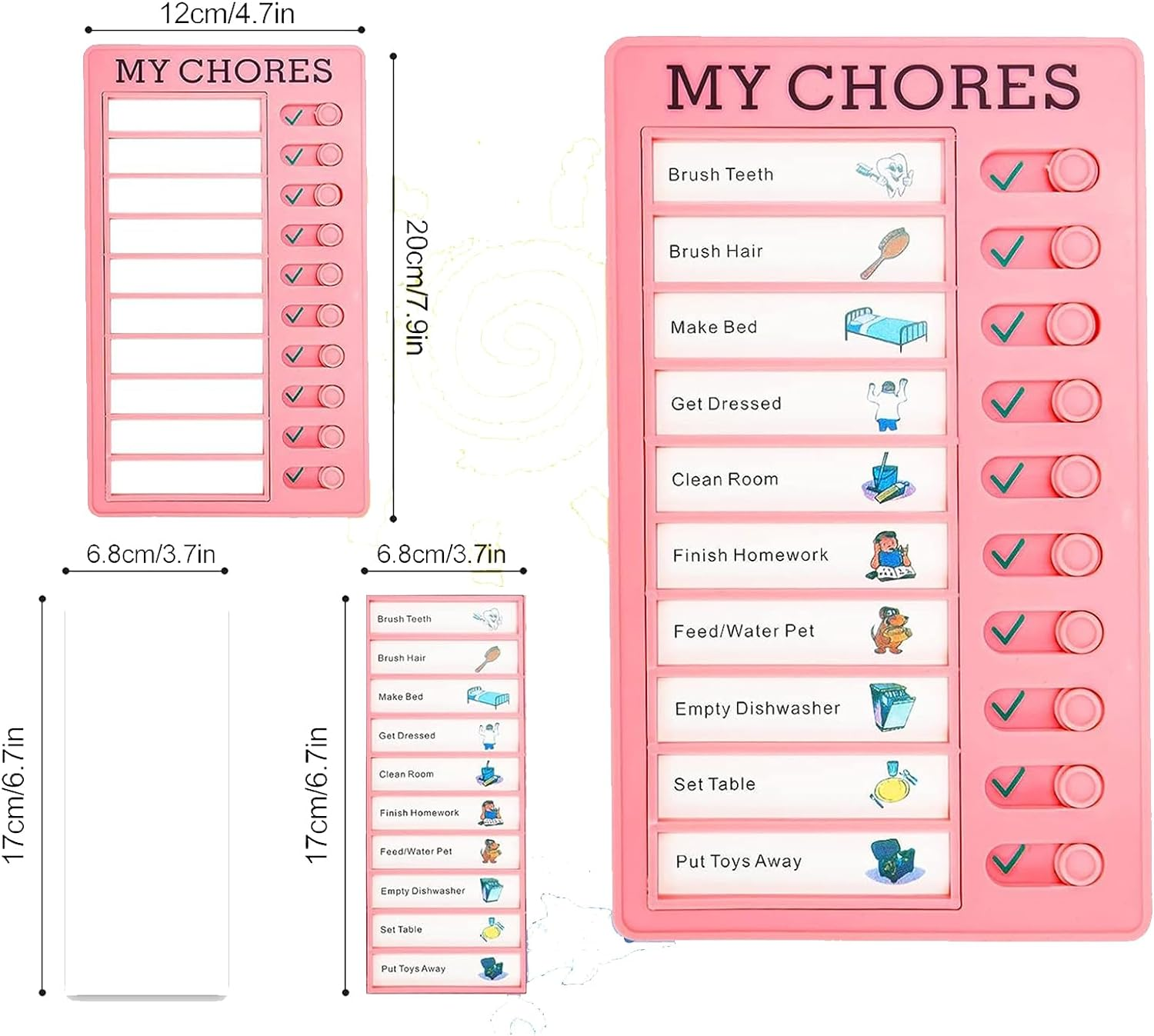 3 Pieces My Chore Checklist Board, Reusable Checklist for Planning Chart with 10 Detachable Cardstock for Home Routine Planning Daily to Do List(3 Colour) image number 4
