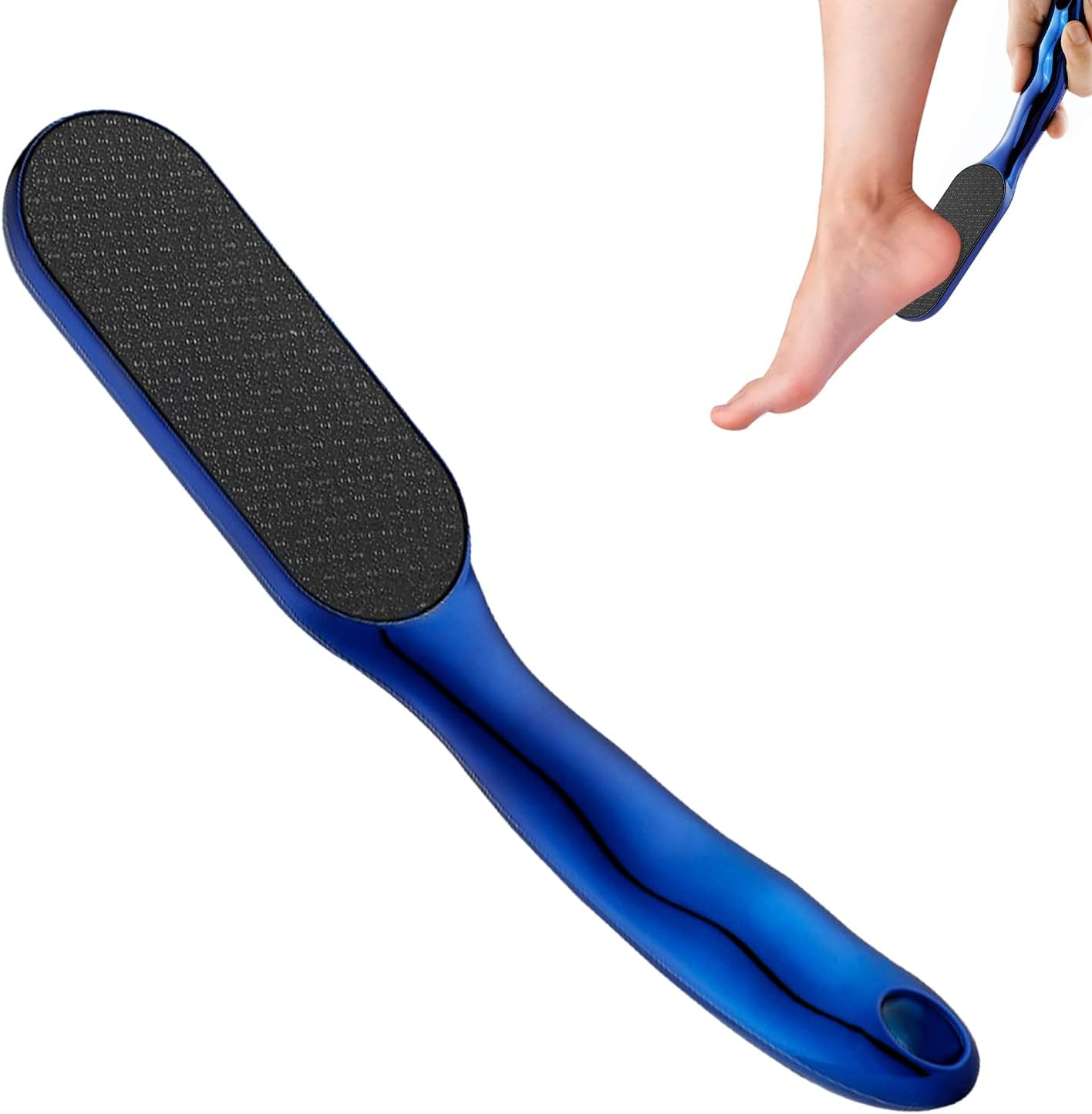 Glass Foot File for Dead Skin Feet Callus Remover, Foot Scrubber Dead Skin Remover Heel Scraper, Heel Rasp for Wet and Dry Feet(Color:Blue) image number 2