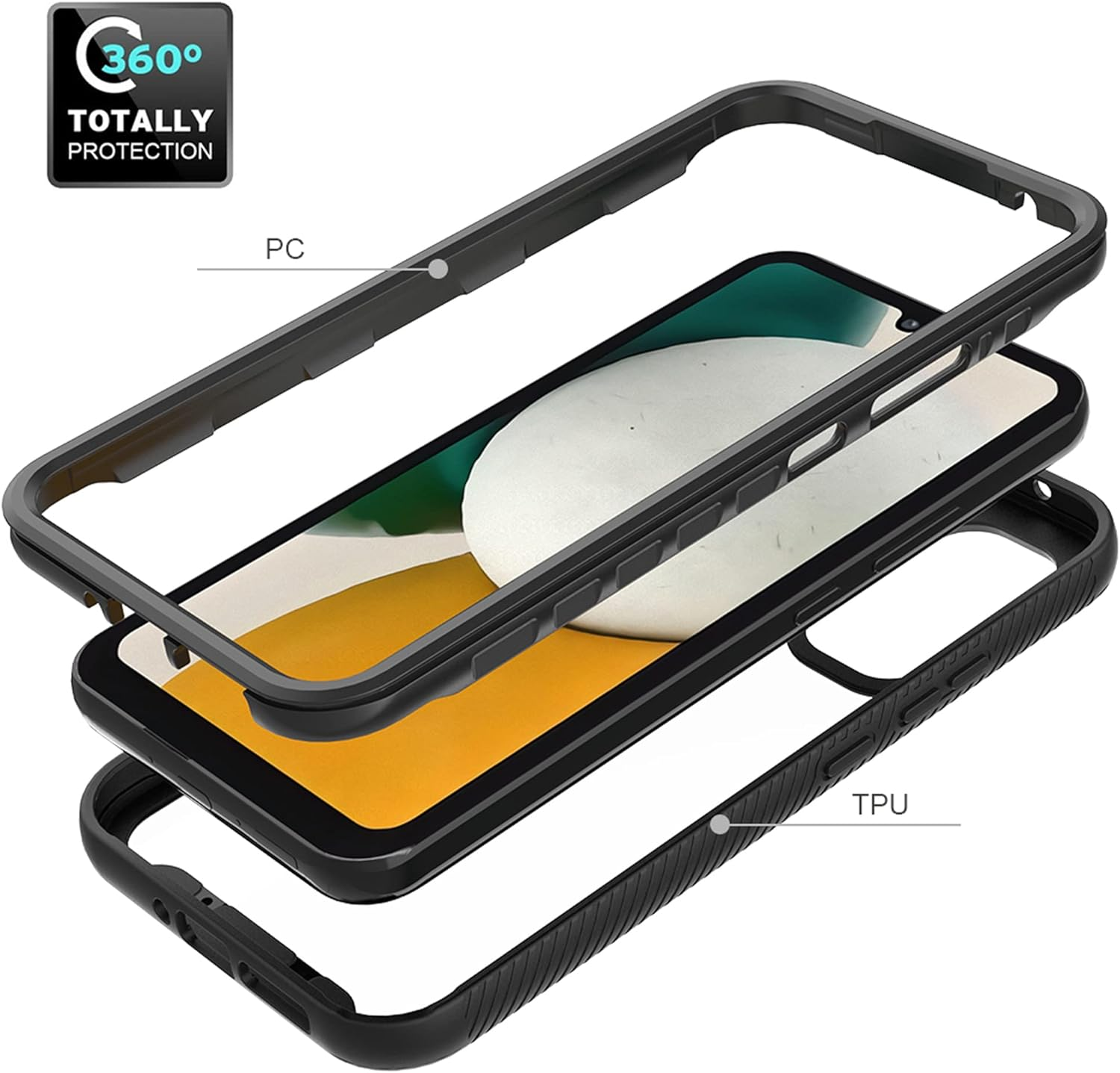 Case for Samsung Galaxy A34 5G 360 Degree Full Protection Mobile Phone Case Shockproof Scratch-Resistant Dustproof Clear Case Outdoor Armoured Case with Screen Protector and PC Bumper, Dark Blue image number 5