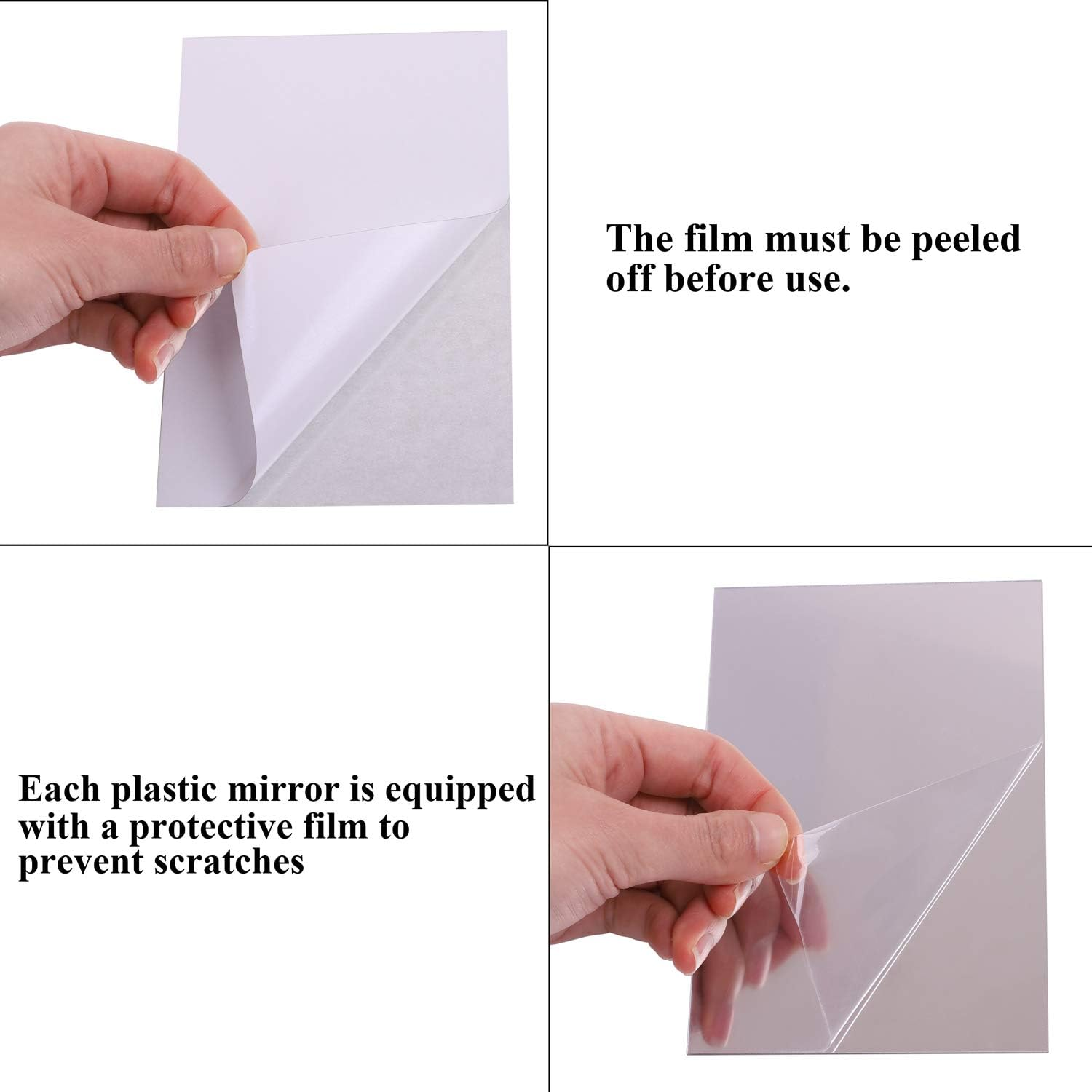 Elcoho 12 Pack School Mirrors Plastic Mirror Decor Flexible Mirror Sheets Self Adhesive Mirror Tiles Silver Mirror Board Card for School Educational or Home Decor image number 4