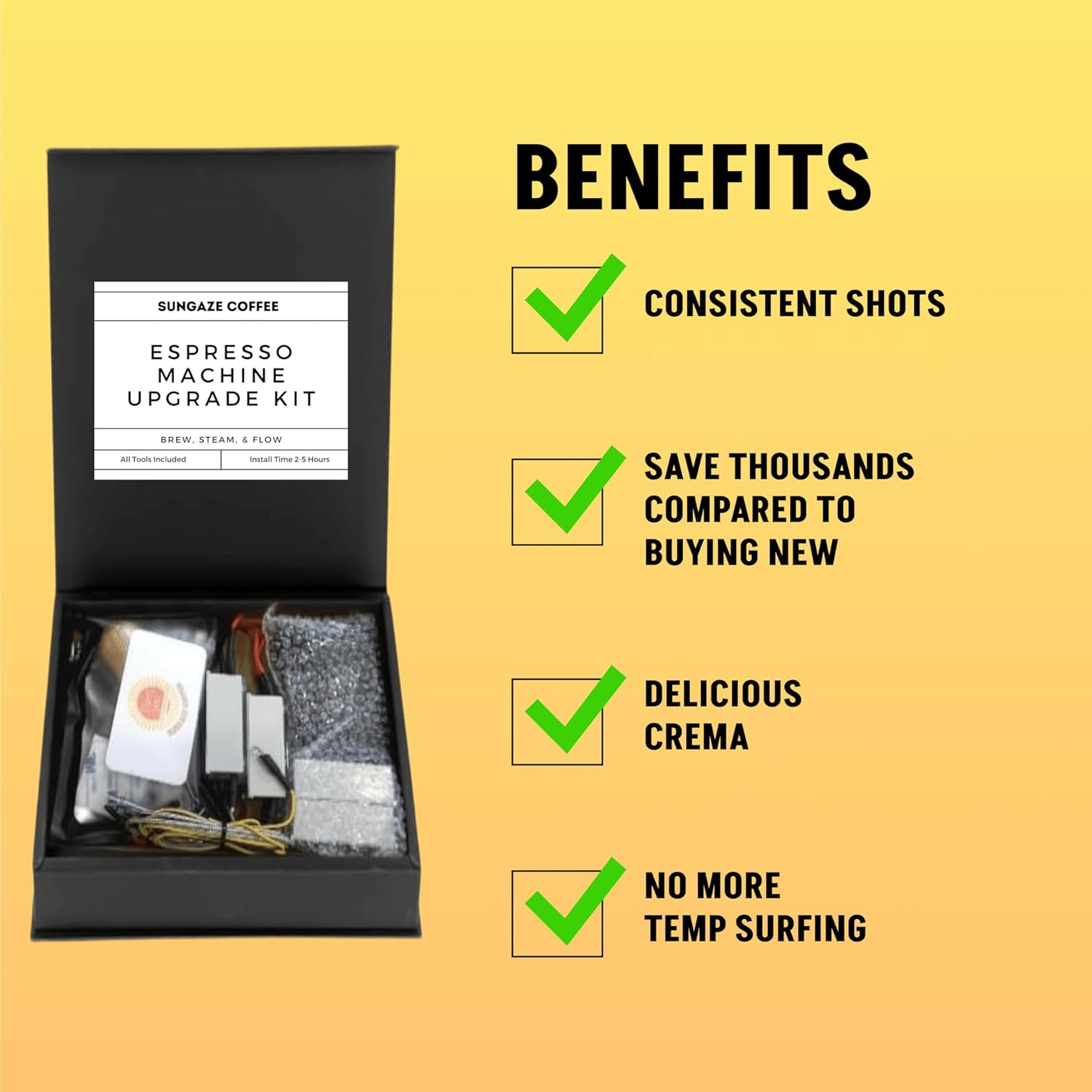 Sungaze Gaggio Classic Pro PID Kit for Brew & Flow Control, Pull $2000-$3000 Quality Shots, Compatible with the Classic, Classic Pro, & Classic Pro Evo image number 2