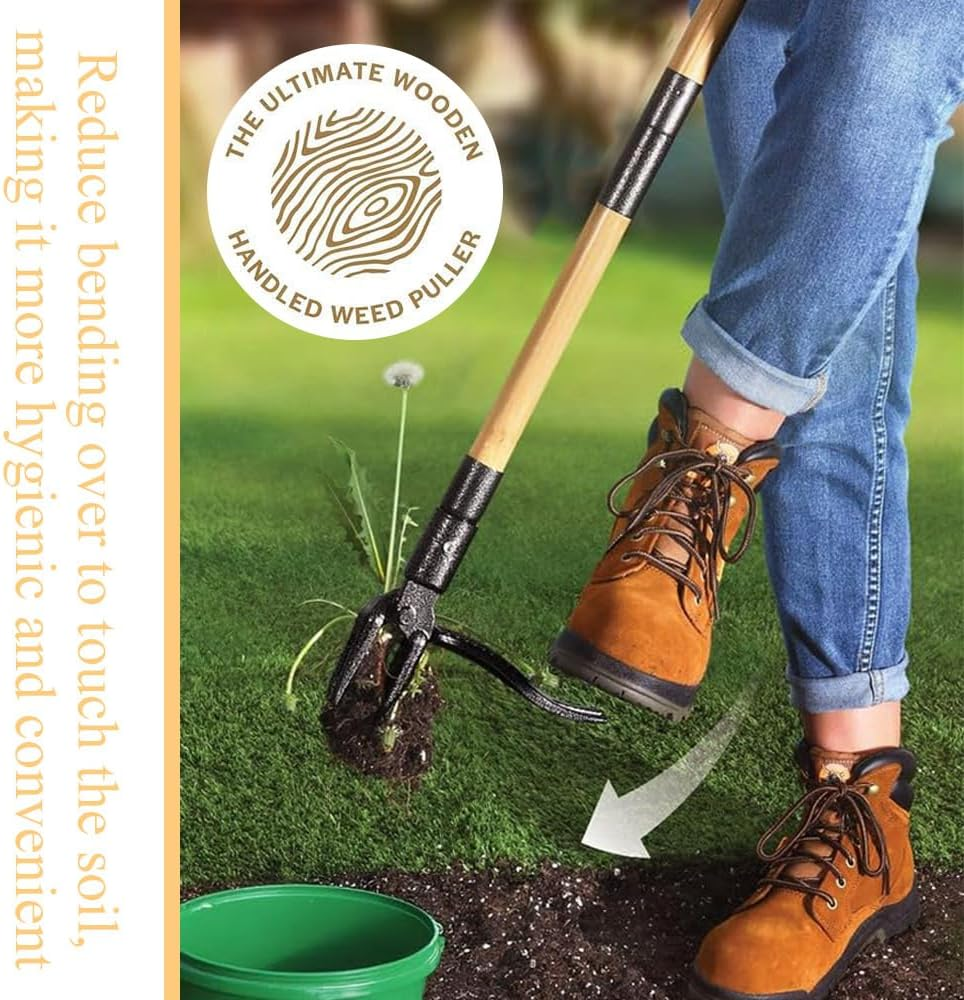 Weed Puller Tool,Stand up Weed Puller Tool,Weed Picker, Gardening Hand Weeding Tool,With Long Handle,For Garden Patio Backyard Lawn,Easy to Use,4 Claw Steel Head Weeder Tool image number 3
