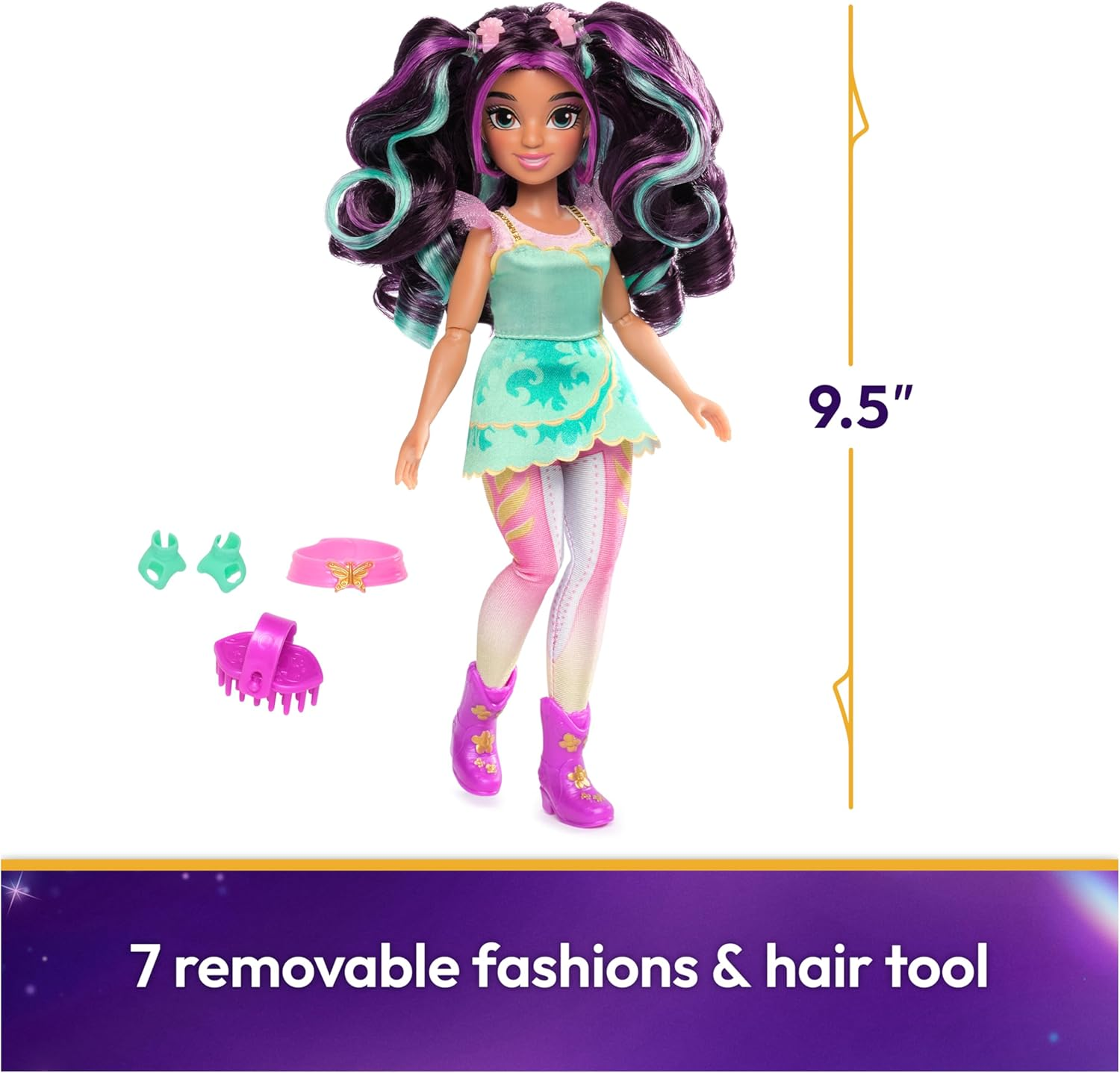 Unicorn Academy, Ava Doll with Highlighted Hair, 7 Fashion Accessories and Hair Styling Tool, 24.1Cm, Dolls and Unicorn Toys for Girls Aged 4 and Up image number 1