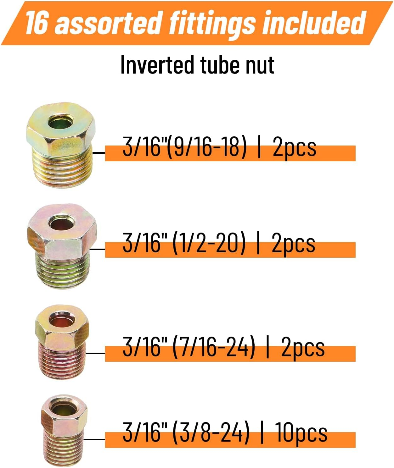 25 Ft 3/16" Copper Coated Brake Line Kit +Tube Bender (Includes 16 Fittings and 4 Unions Brake Line Fittings) + Brake Line Double & Single Flaring Tool Kit image number 2