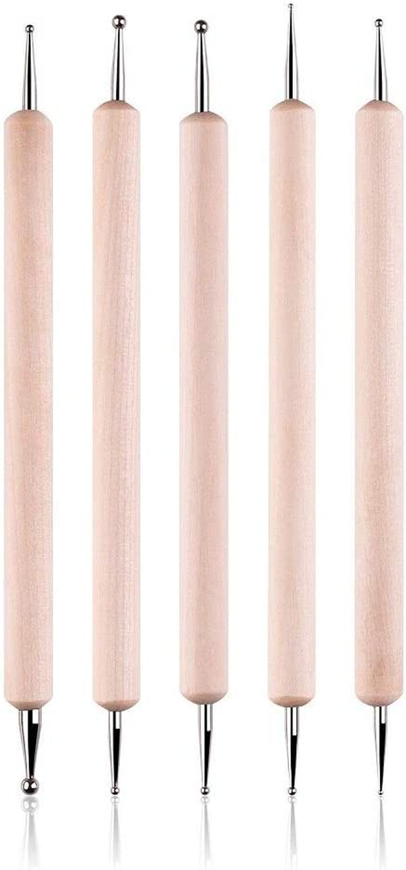 5Pcs Wooden Ball Styluses Tool Set for Embossing Pattern Clay Sculpting, Nail Art image number 5