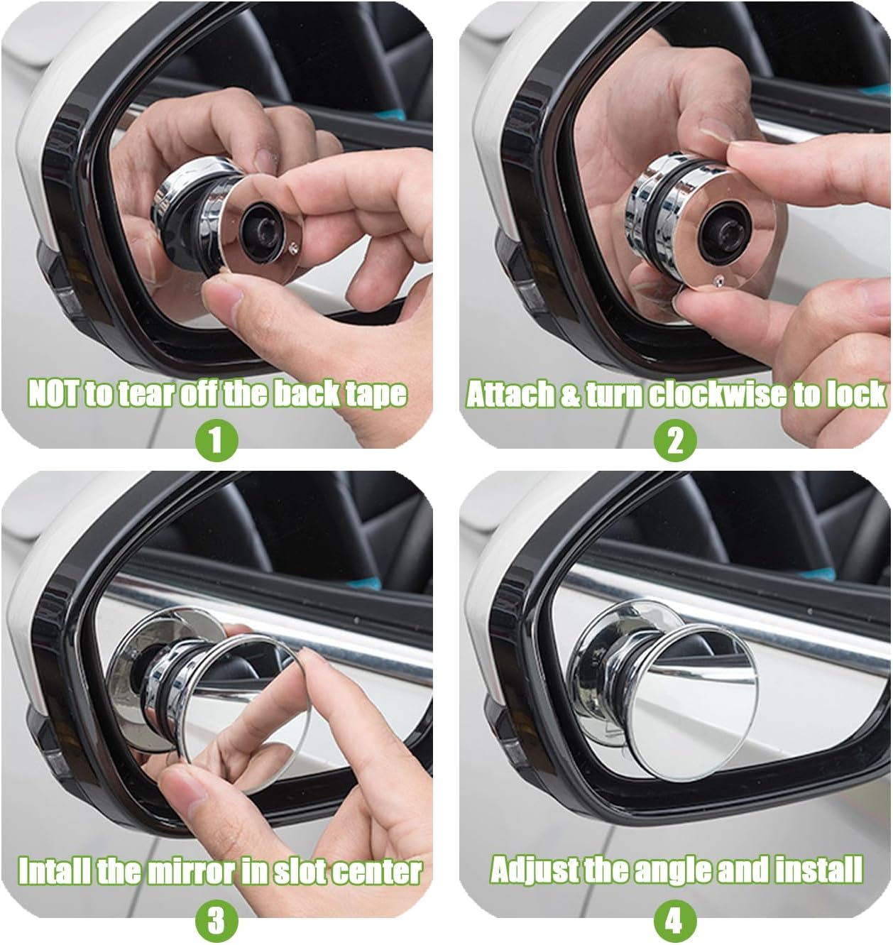 2 Pcs 360&deg; Rotate Car Blind Spot Mirrors HD Glass Side Blindspot Mirror round Shaped Frameless Rear View Mirrors with Suction Cup, Car, Van, SUV, and Trucks Accessories (Silver) image number 4