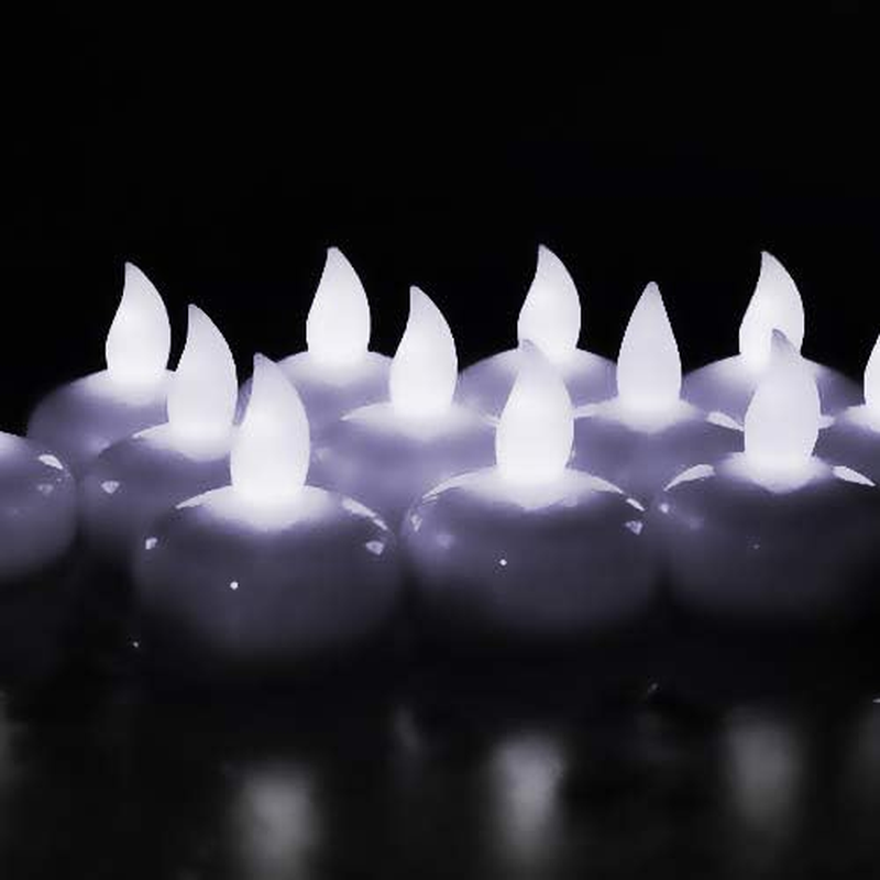 Novelty Place 24Pcs Waterproof Flameless Floating Tealights, LED Floating Candles Cool White Flickering Tea Lights - Battery Operated Candles Decoration for Wedding, Christmas, Party, Pool, Pond image number 2