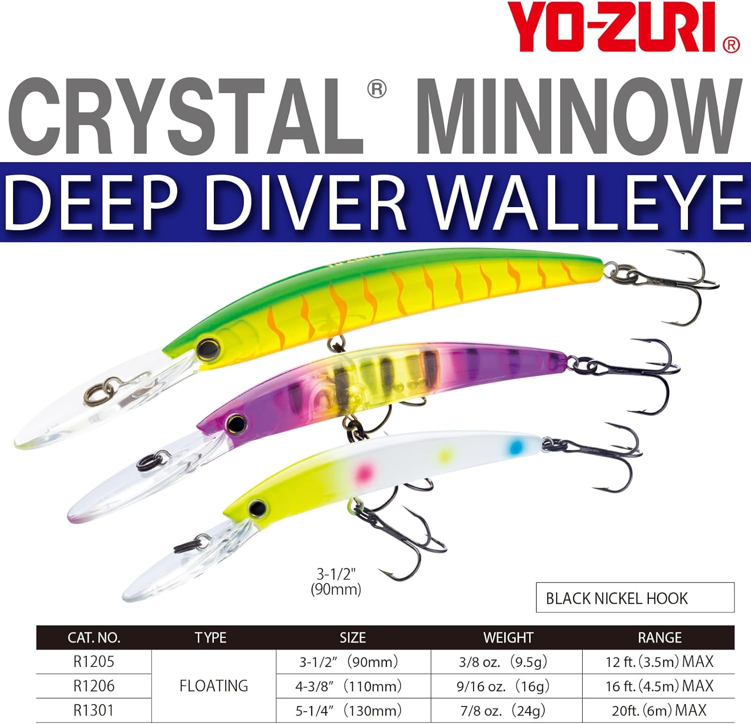 Yo-Zuri Crystal Minnow Deep Diver Walleye (F) 110Mm 4-3/8" Wonderbread Floating Deep Diver Lure