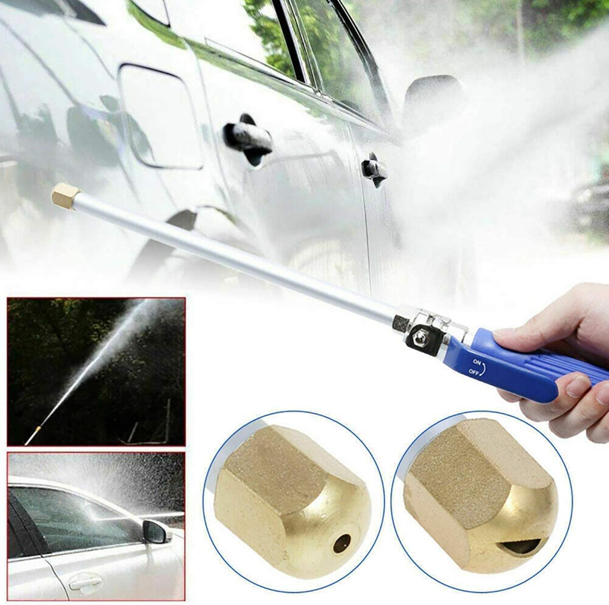 High Pressure Power Washer Wand, Hydro Jet Water Hose Nozzle,Watering Sprayer Cleaning Tool, Wand Lance for Gutter Patio Car Pet Window Glass Blue image number 5