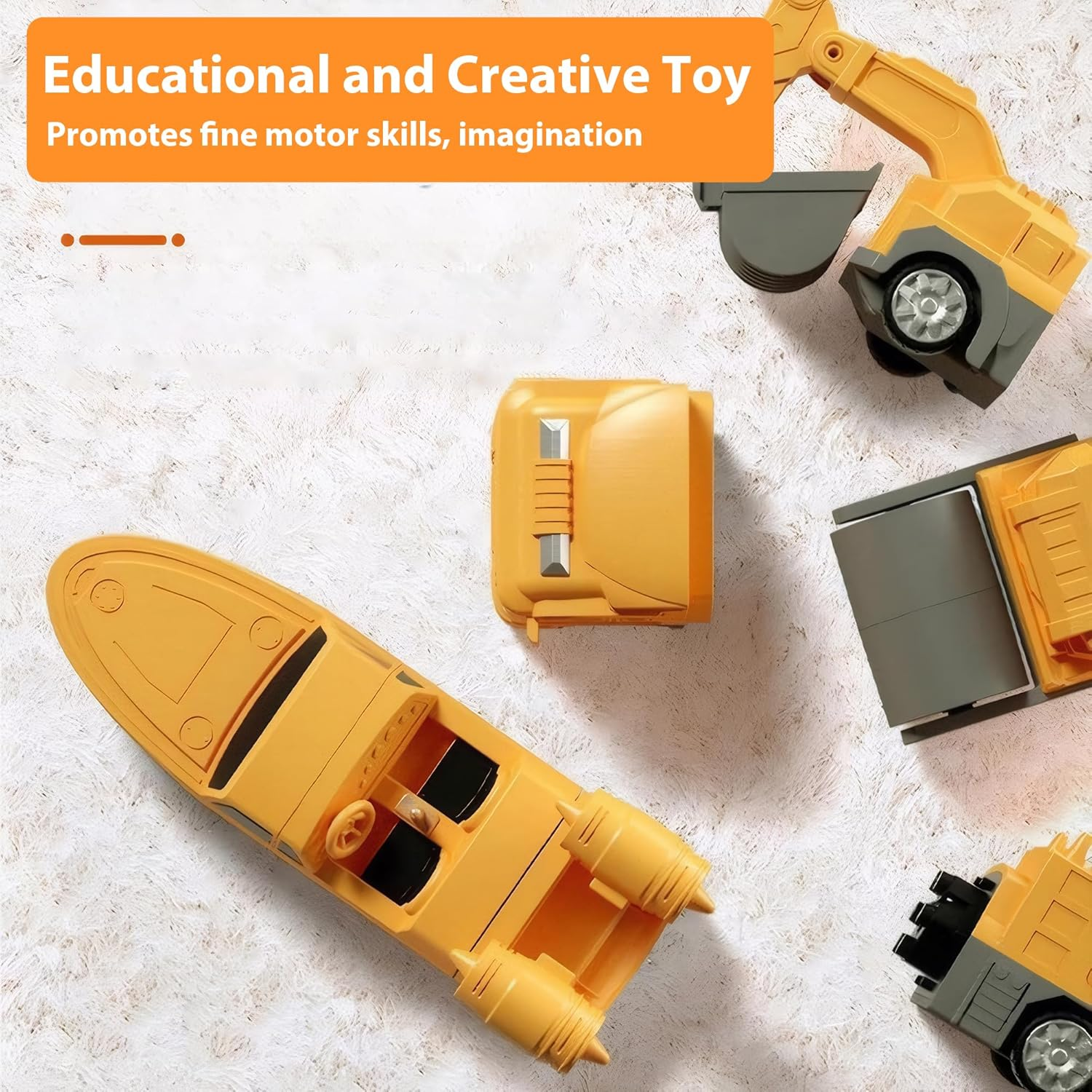 Magnetic Transform Engineering Car Toys with Storage Box for Kid Age 3-8 image number 5