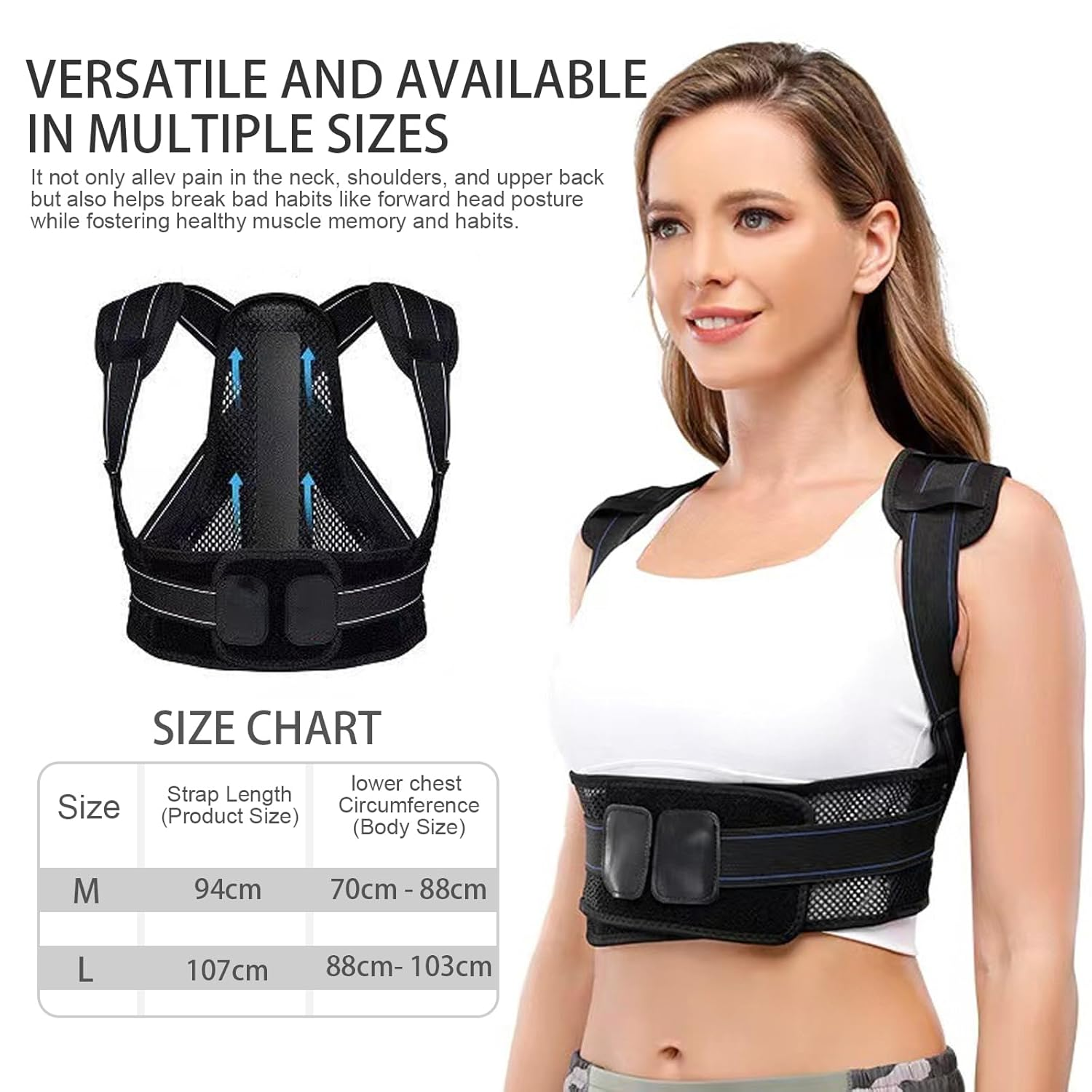 Back Brace Posture Corrector for Women and Men, Adjustable Scoliosis and Hunchback Correction, Breathable Back Straightener Posture Corrector, Improve Back Posture and Lumbar Support (L) image number 6