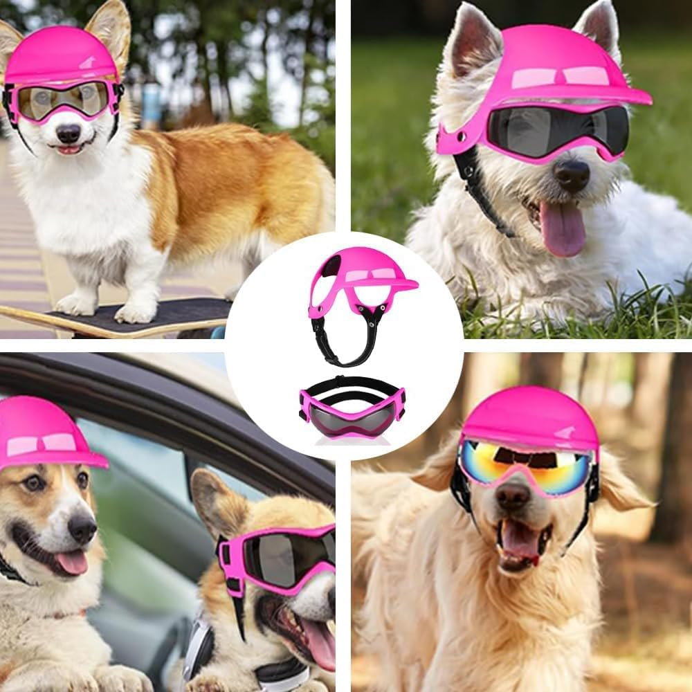 2 Pack Dog Helmet &ndash; Adjustable Pet Motorcycle Helmet with Ear Holes for Small, Medium, Large Dogs &ndash; Windproof, Anti-Dust, Durable Dog Hat for Outdoor Riding image number 3