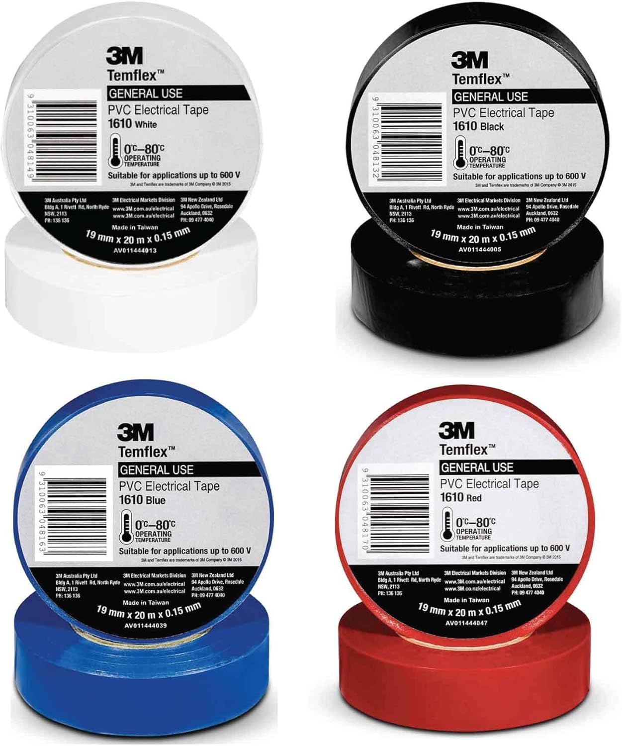 3M Temflex Electrical Tape 19 Mm X 20 Meter Size, Black