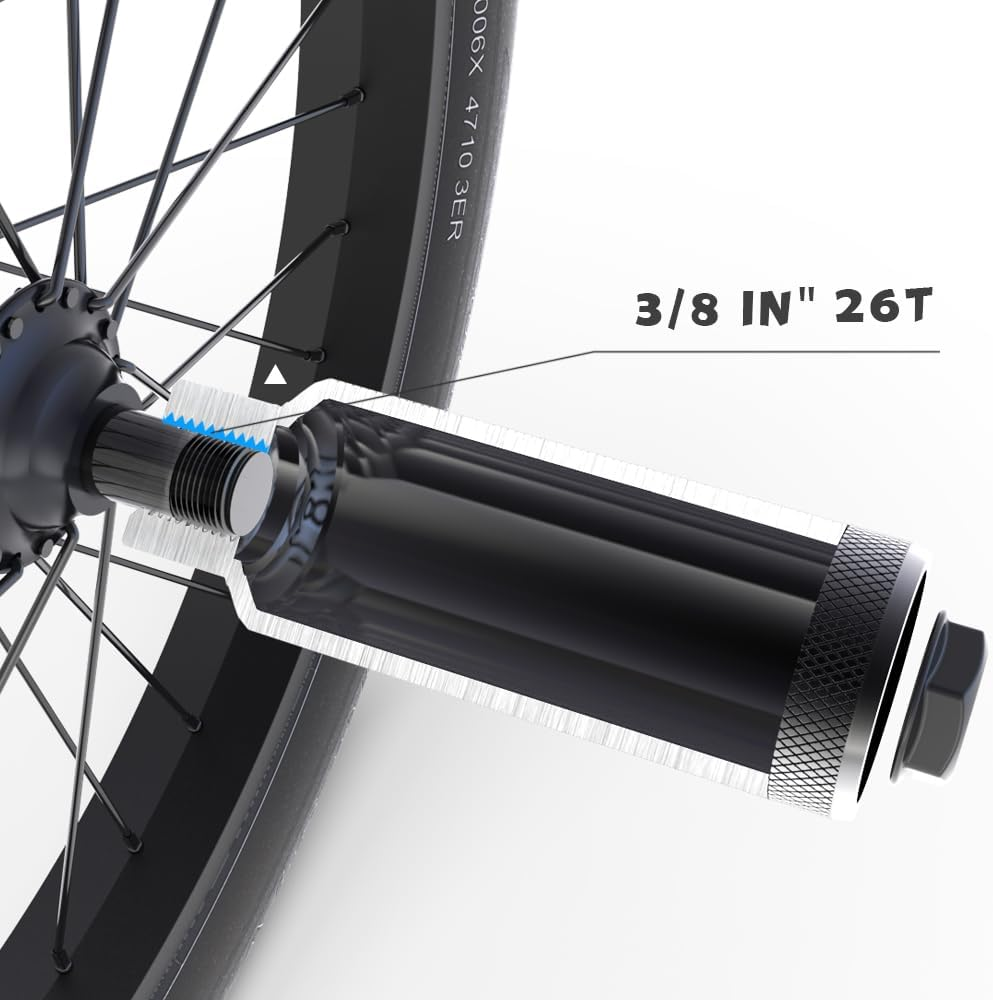 Volo Polar-X Bike Pegs BMX Accessories 3/8 Inch Solid Axles Rear Front Foot Resting Street Stunt Aluminum Alloy Non-Slip Light Weight Bicycle Kids Cycling Scooter