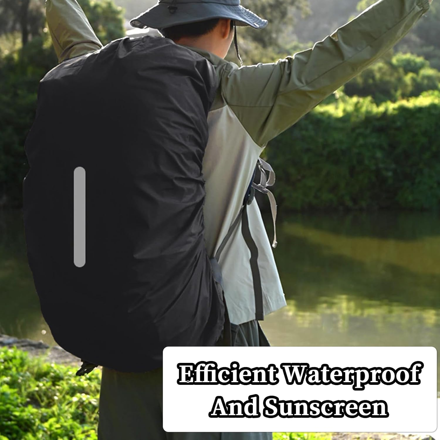 Waterproof Backpack Rain Cover, Ultralight Rucksack Rain Cover with Reflective Strip & Anti-Slip Cross Buckle Straps & Storage Pouch for Hiking Camping Outdoor Traveling image number 2
