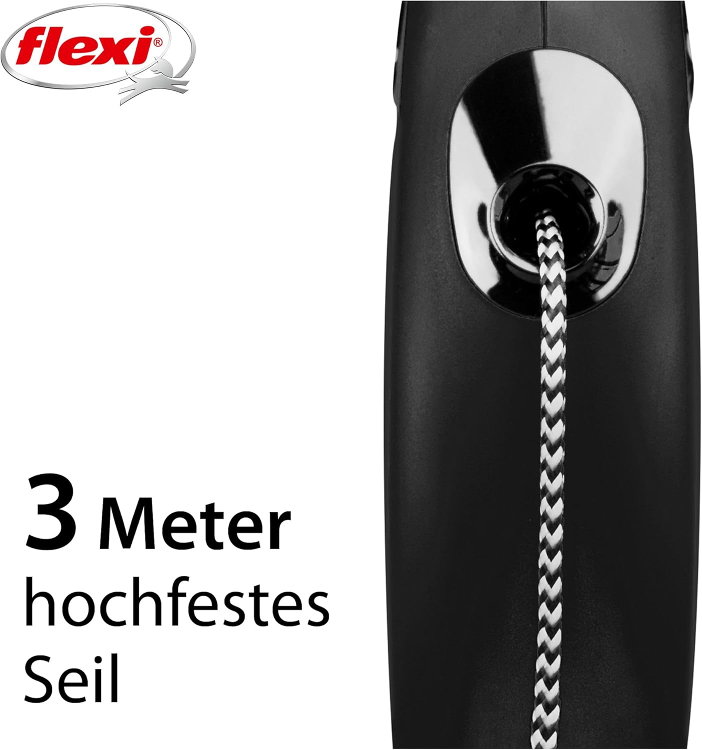 Flexi Classic Retractable Cat Cord Lead Black Extra Small 3 Metres image number 5