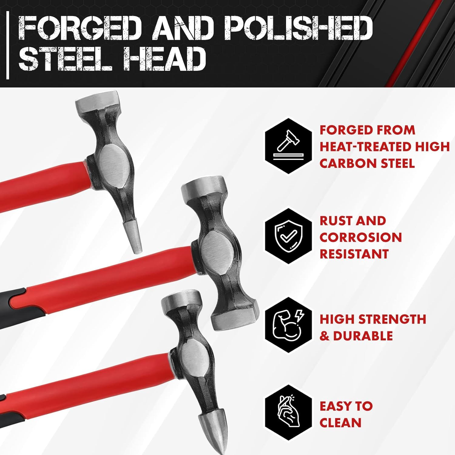 C&T Auto Body Repair Tool Hammer Dolly Set 7 Piece, Car Body Repair Tool Kit with Carrying Case, Carbon Steel Dolly and Hammer Dent Body Fender Tool Set