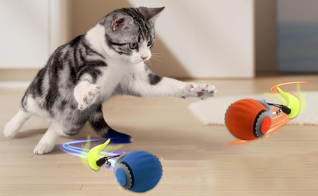 Speedy 3.0 Tail Upgrade Speedy 3.0 Tail Cat Toy,2025 New Turbo Smart Interactive Cat Ball for Indoor,Automatic Moving Smart Toys Withtail Two Speed Adjustment (Blue+Orange, 2PC) image number 6