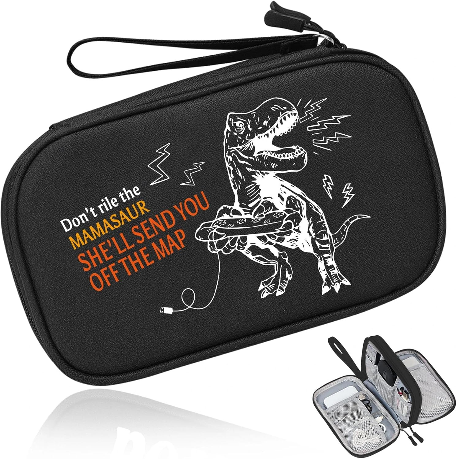 COSHAYSOO Electronics Organizer Bag Travel with Chenille Letter Patch TECH Traveling Must Have Accessories Cute Personalized Gift for Women Cable Cord Charger Storage Pouch (Greenish Blue)