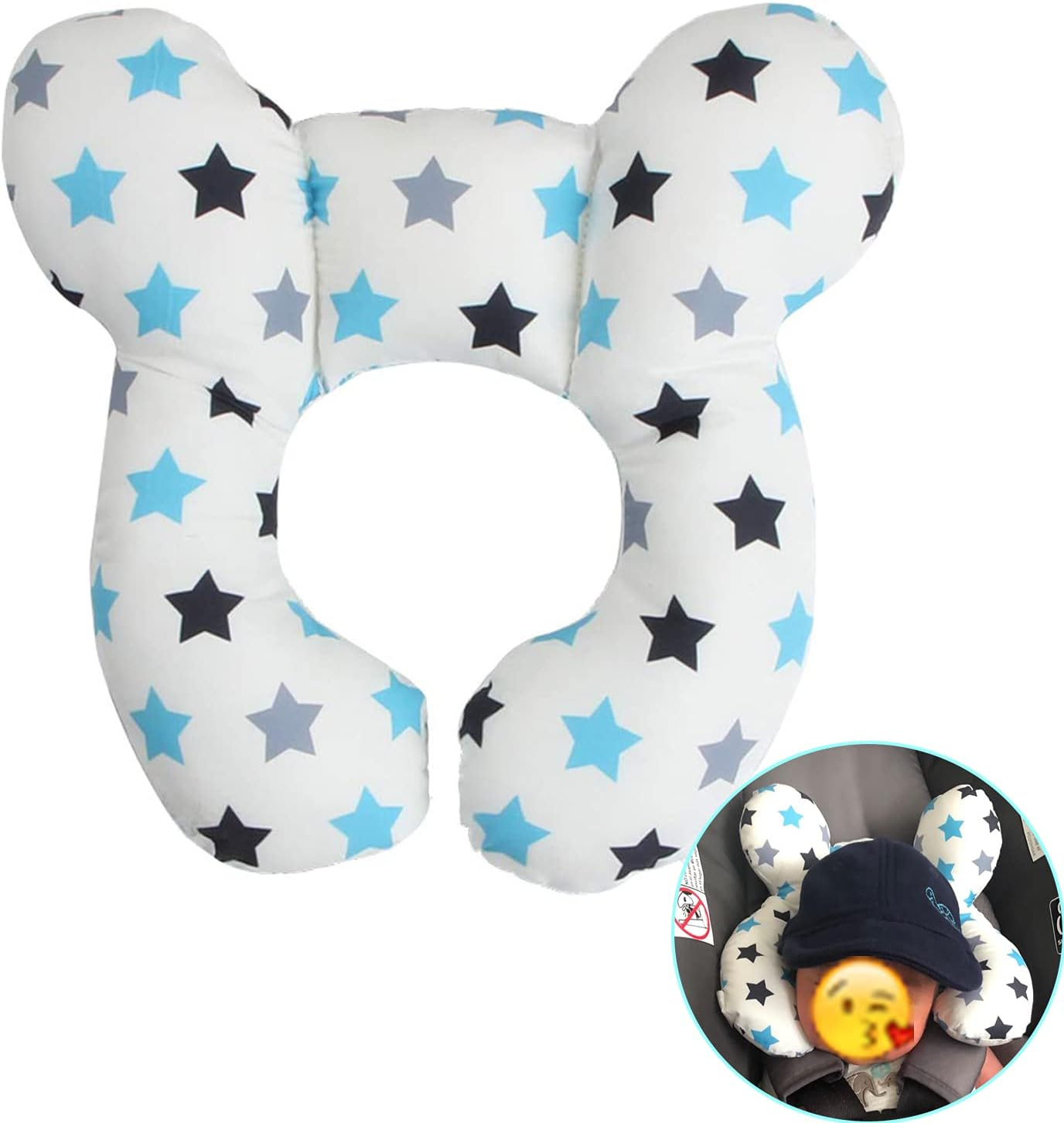 Baby Travel Pillow Toddler Head and Neck Support Pillow for Baby Pushchair,Car Seat,Travel(White)