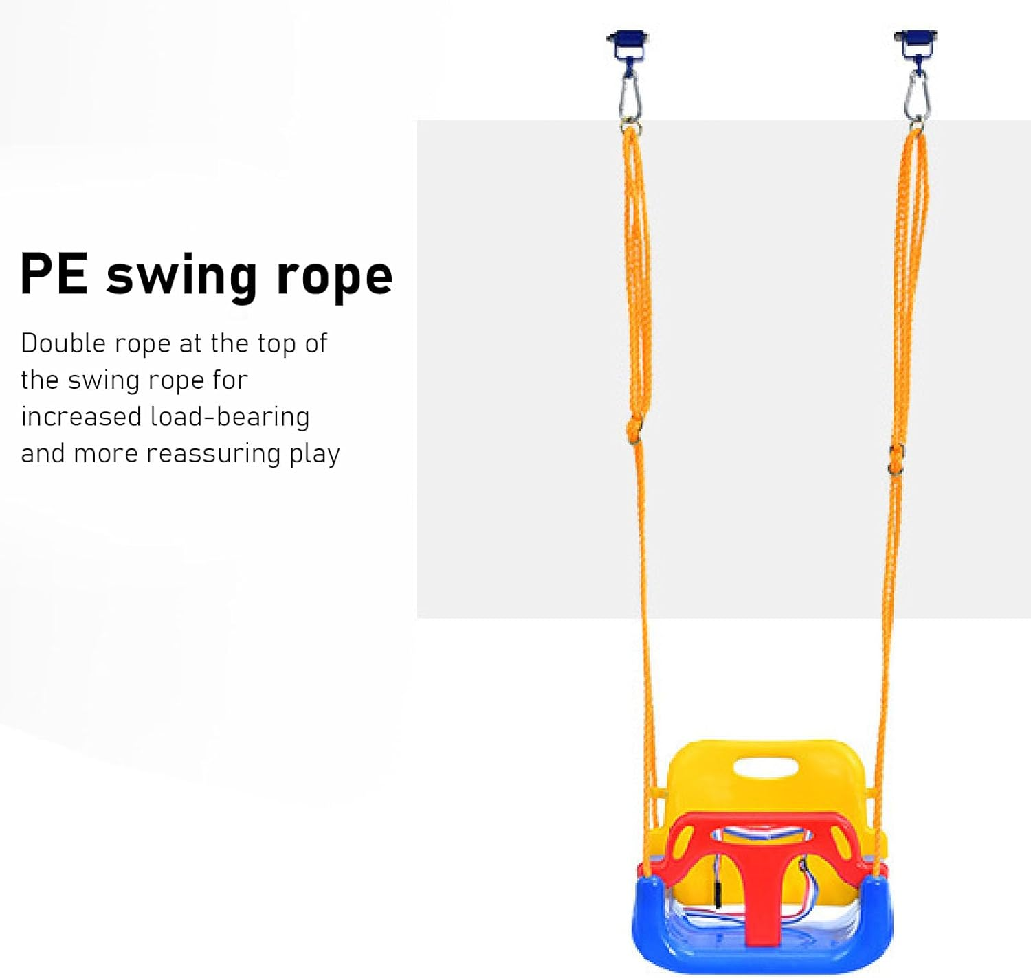 3 in 1 Toddler Swing Set, Heavy Duty Detachable Baby Swing Seat, Ergonomics Arc Shaped Backrest, Rope Length Adjustable, Kids Swing Set for Backyard Playground Indoor Outdoor image number 3