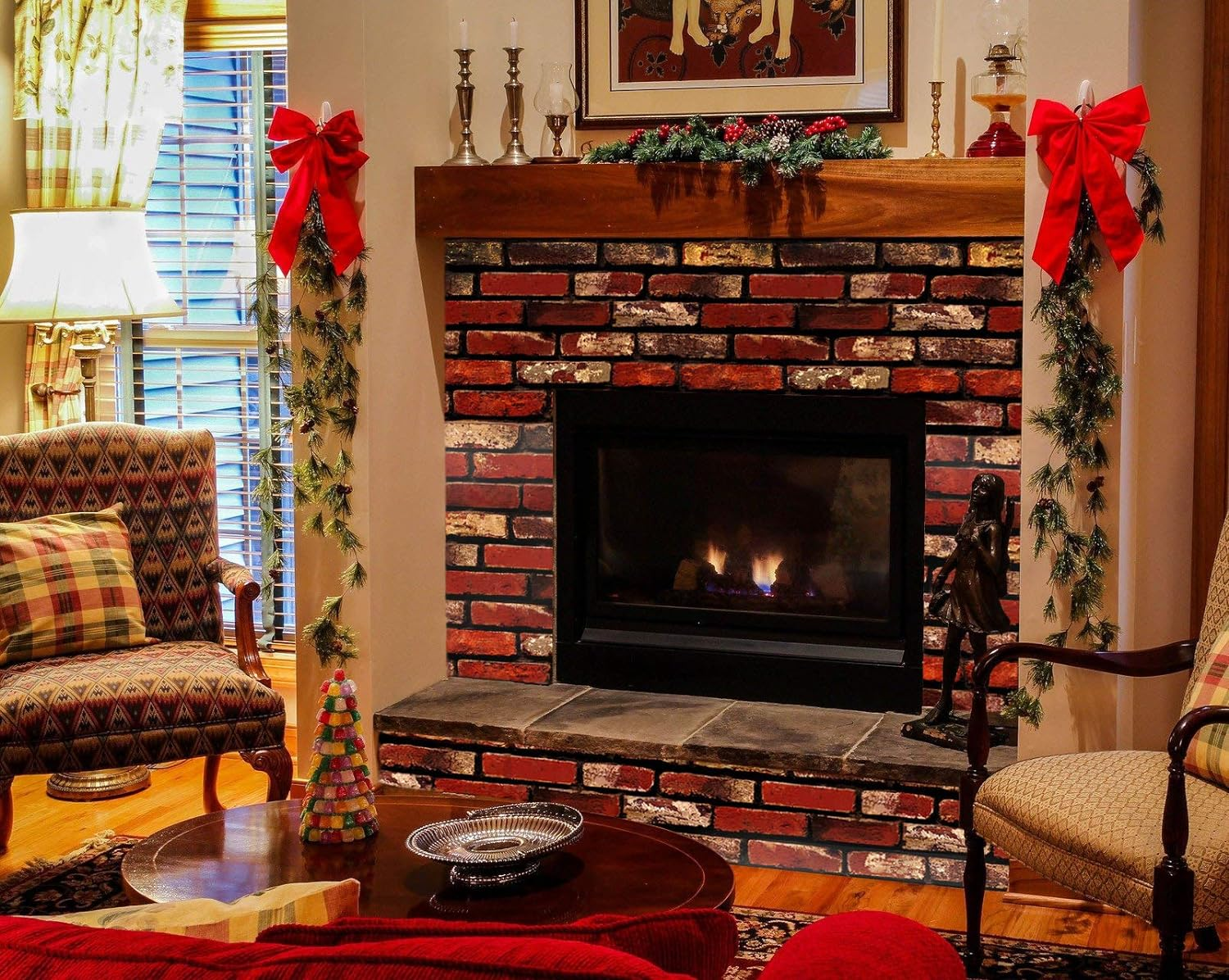 Melunmer Red Brick Peel and Stick Wallpaper 17.7&rdquo;&times;197&rdquo; Self Adhesive Removable Wallpaper Red Faux Brick Contact Paper Waterproof Decorative Easily to Install Contact Paper for Kitchen Backsplash image number 3