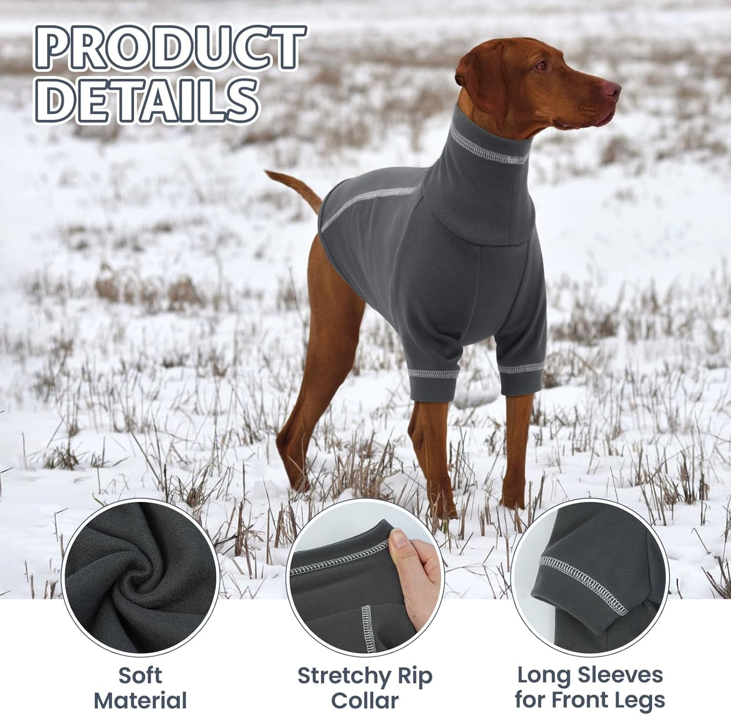 Kuoser Fleece Dog Sweater, Soft Pullover Large Dog Sweater, Turtleneck Dog Sweaters for Small Dogs Girl Boy, Fall Warm Dog Winter Clothes with Sleeves, Dog Fleece Sweatshirt Vest Coat(S,Darkgray)