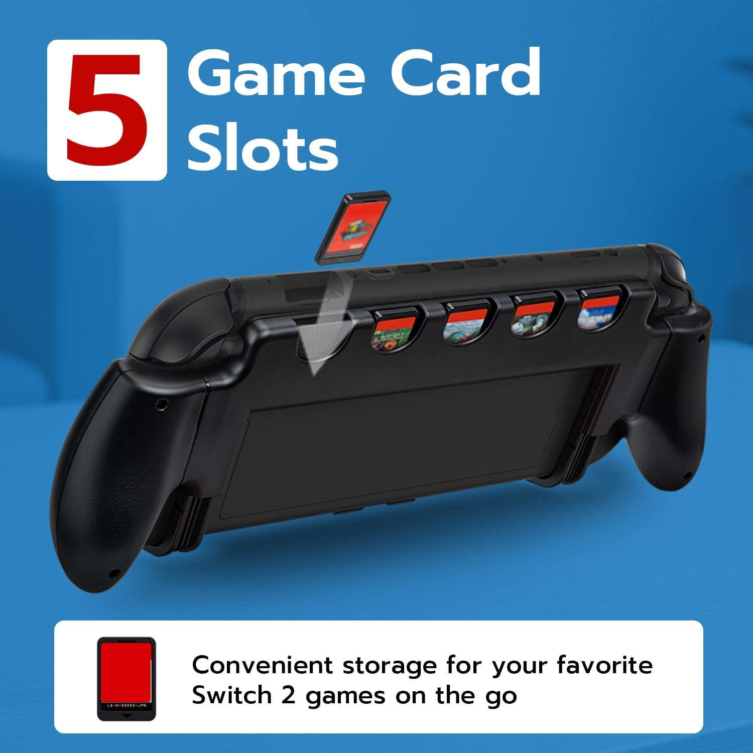 Mcbazel Console Grip for N-Switch 2 with 5 Game Slots Compatible, Ergonomic Grip Hard Shell for Users Who Prefer Handheld Mode, Black image number 5