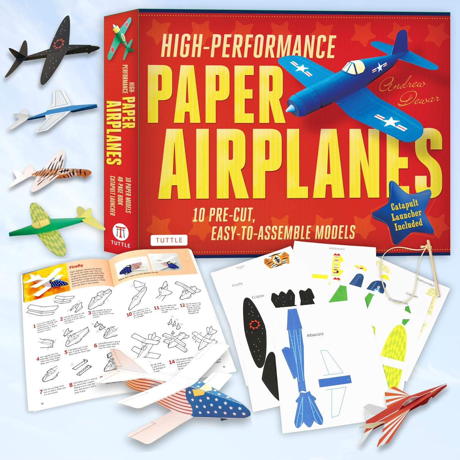High-Performance Paper Airplanes Kit: 10 Pre-Cut, Easy-To-Assemble Models: Kit with Pop-Out Cards, Paper Airplanes Book, & Catapult Launcher: Great for Kids and Parents! image number 4