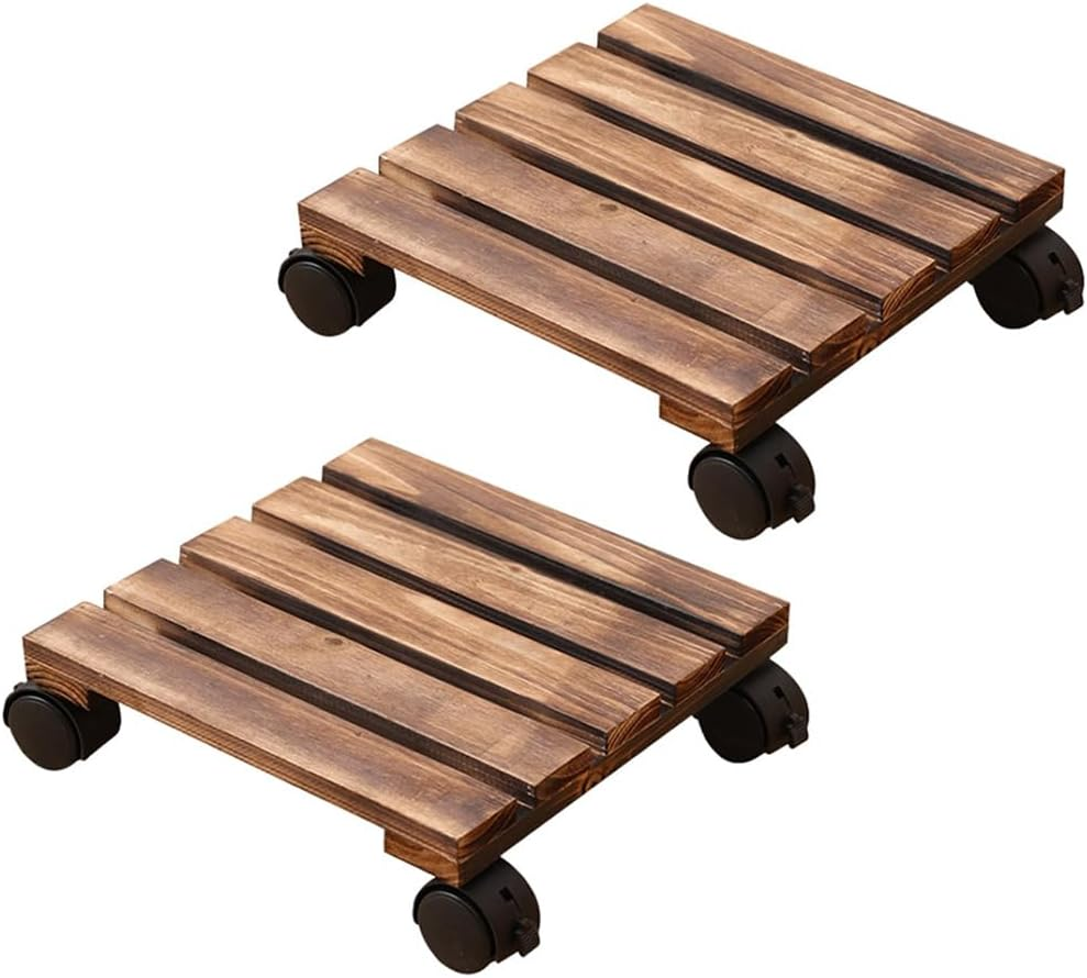 2 Pack Plant Stand,Plant Saucers,Plant Caddies,Plant Dolly Rolling,Sliding Wheels Tray,With Wheels Plant Dolly Rolling Plant Stand Plant Roller with Casters for Indoor and Outdoor,Square