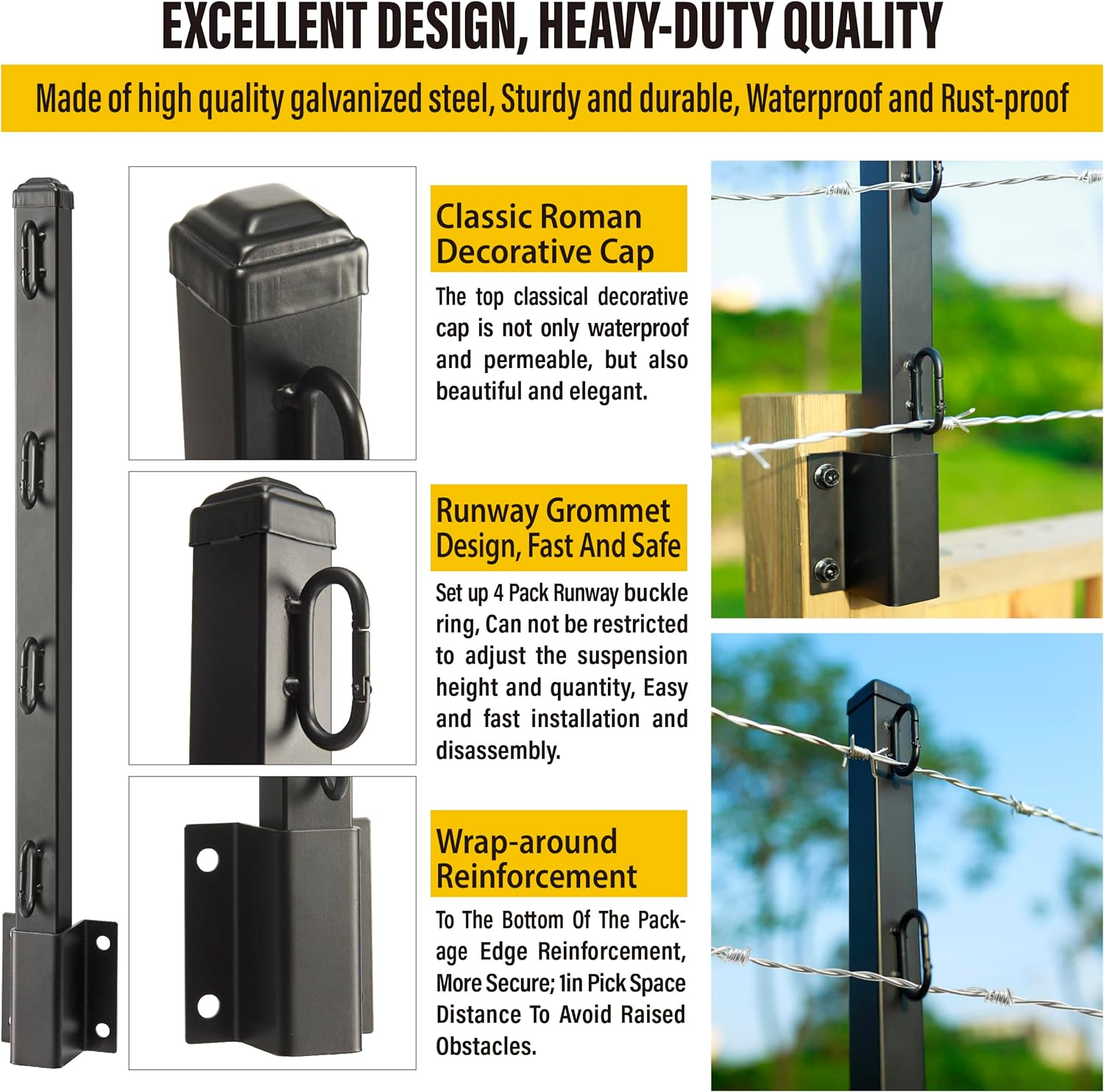 Fence Post Extender, 23.5" Fence Barbed Wire Extend Arm，For Outdoor Fences to Increase Height, Protect Privacy and Pets Jumping off (Concrete Wall-8 Pack) image number 4