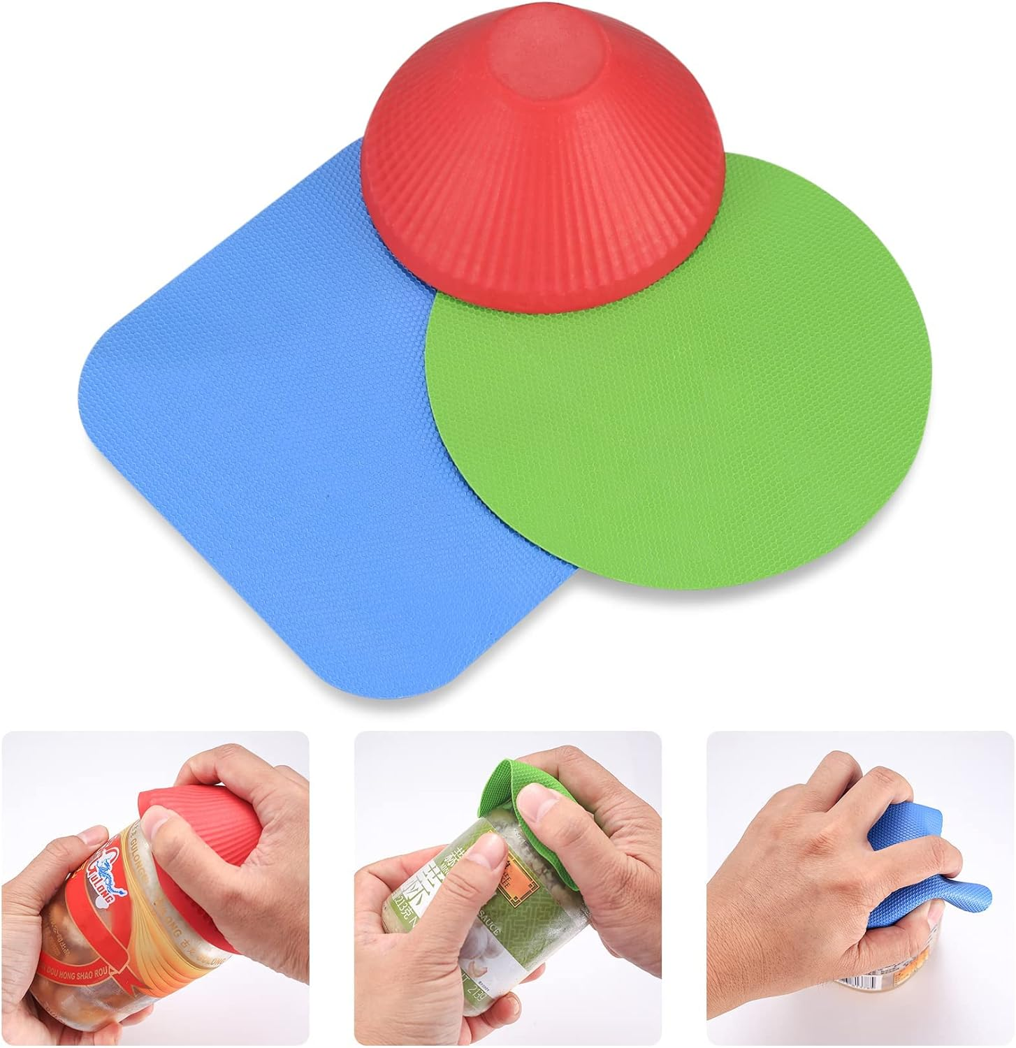 3 Pcs Rubber Jar Opener Gripper Pads, Multi Purpose Jar Bottle Can Lids Gripper Openers Reusable, for Seniors Weak Hands, Most Bottles, Used as Kitchen Coasters image number 5