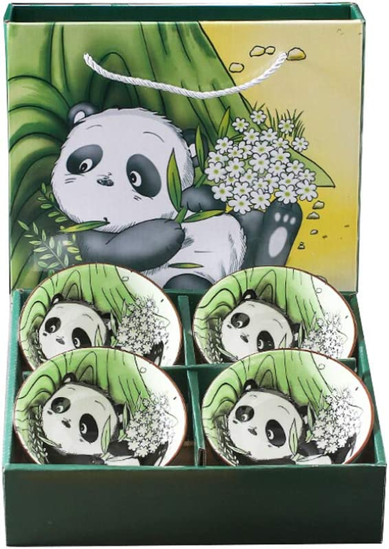 Panda Ceramic Cereal Bowls,Breakfast Bowls, Ceramic Soup Bowls, Ceramic Bowls,Porcelain Bowls for Kitchen, for Cereal, Salad, Pasta,Dessert, Dishwasher, Microwav Safe for Lunch and Dinner (4)