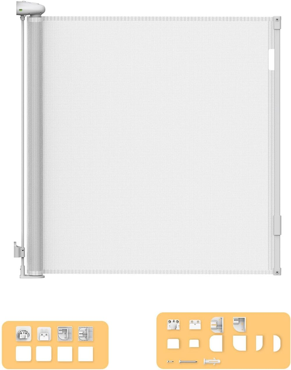 Bopeep Safety Gate, Adjustable Retractable Mesh Barrier for Children and Pets, Quiet Operation, Flexible Installation, Stair and Doorway Guard(150Cm X 89Cm, Grey)