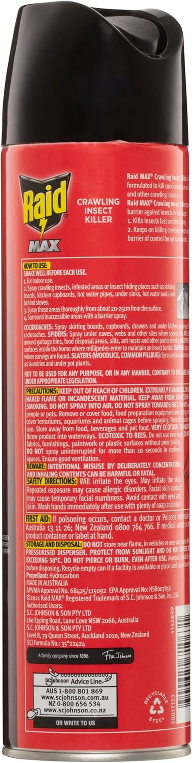 Raid Max Crawling Insect Killer Spray 375 G image number 1