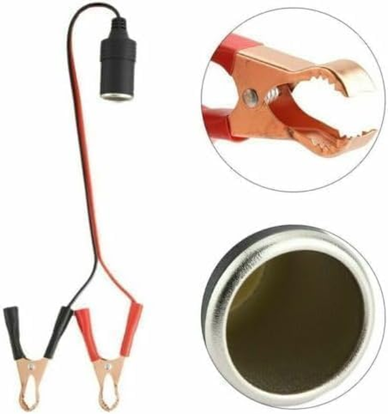 10A Car Cigarette Lighter Socket to Battery Alligator Clips Power Adapter Clamp Clip Charging Cable 12V image number 1