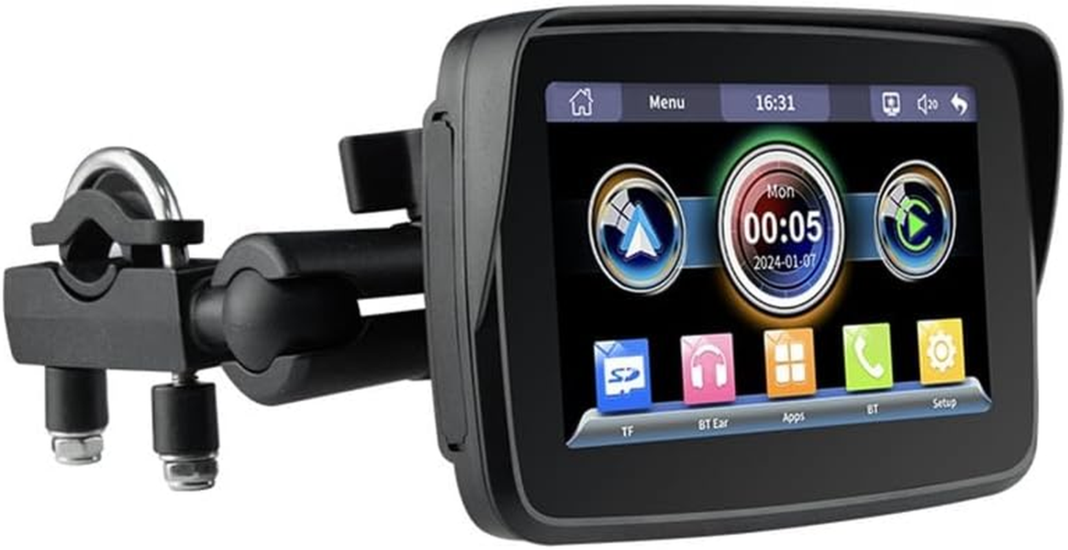 5 Inch Motorcycle Wireless Carplay Android Auto Portable Navigation GPS Screen Motorcycle Waterproof Display image number 3