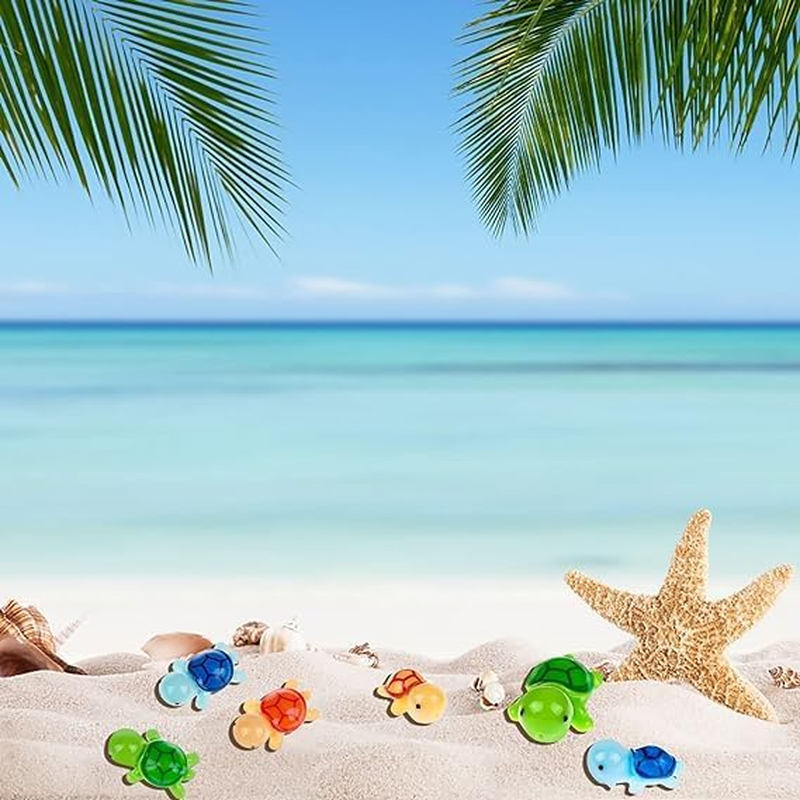 24 Pcs Miniature Sea Turtle Figurine Multicolor Tiny Turtle Statue Mini Sea Creatures Tortoise Miniature Resin Animals for DIY Fairy Garden Decoration Cake Home Decor, 2 Sizes (4 Color) (S) image number 3