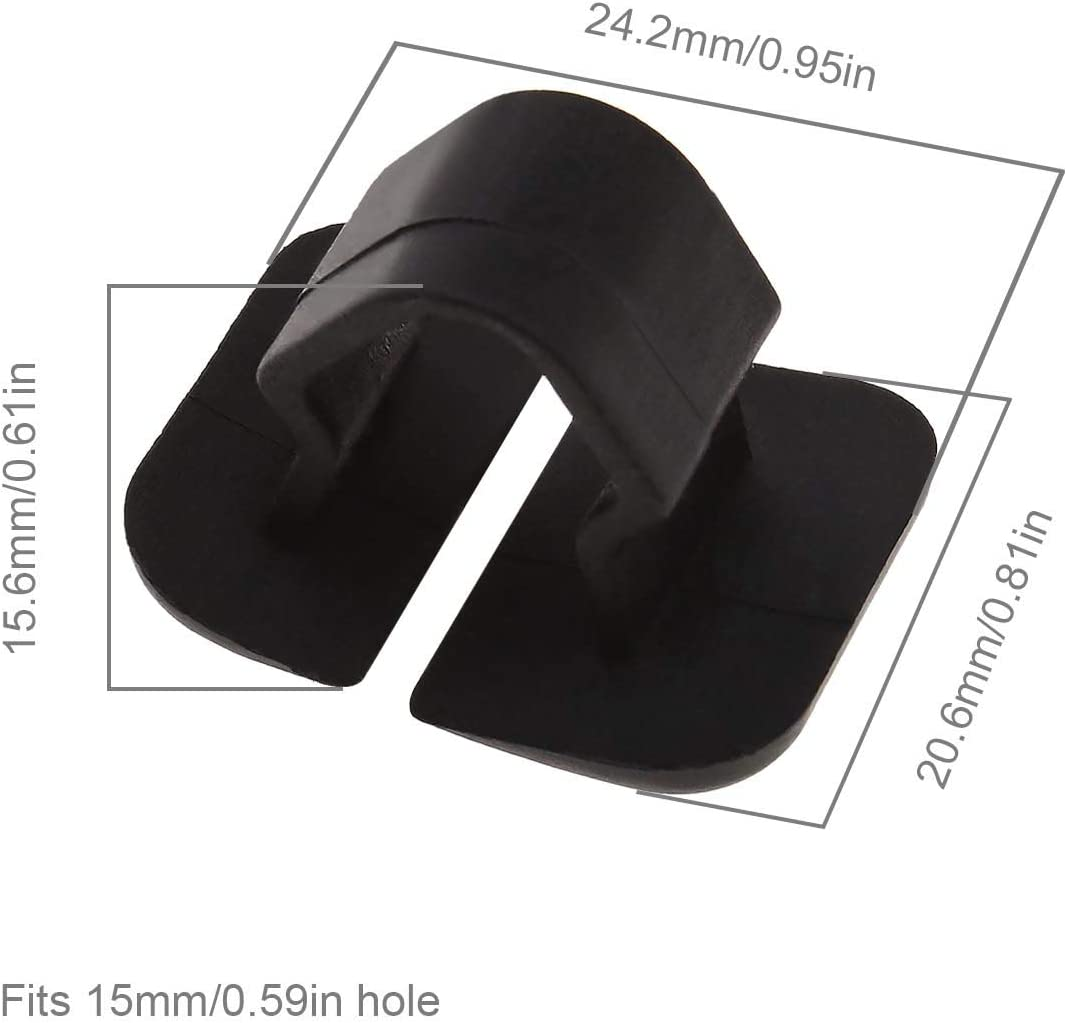 Emsea 20Pcs Car Bonnet Insulation Pad Holder Clip Auto Hood Plastic Buckle Fastener Retainer 1251866 1H5863849A01C Black Fits 15Mm Hole image number 2