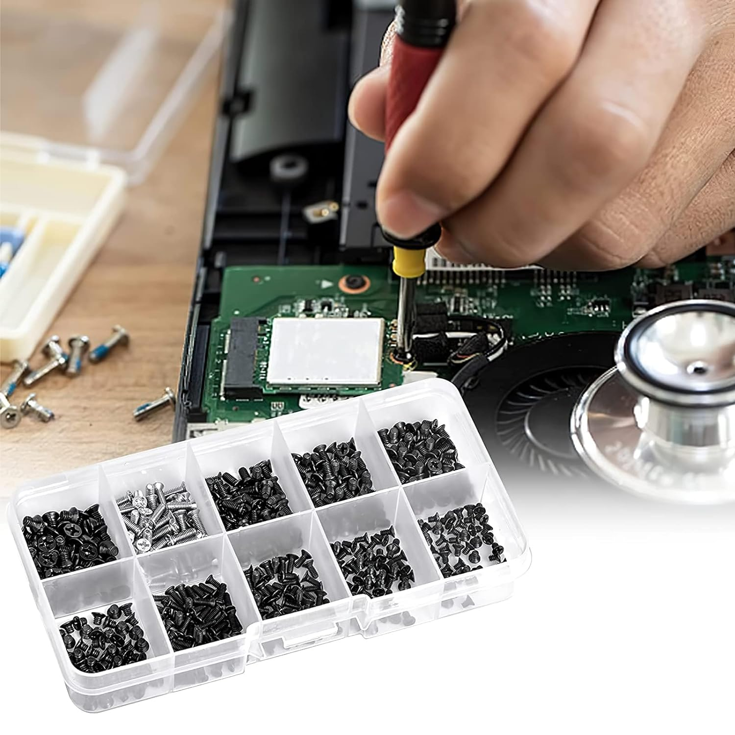 Laptop Computer Screws Kit, 500Pcs Micro Screws M2.5 M3 Flat Head Universal Computer Screws, Computer Screws Standoffs Kit Screw for Laptop Screw Replacement image number 4