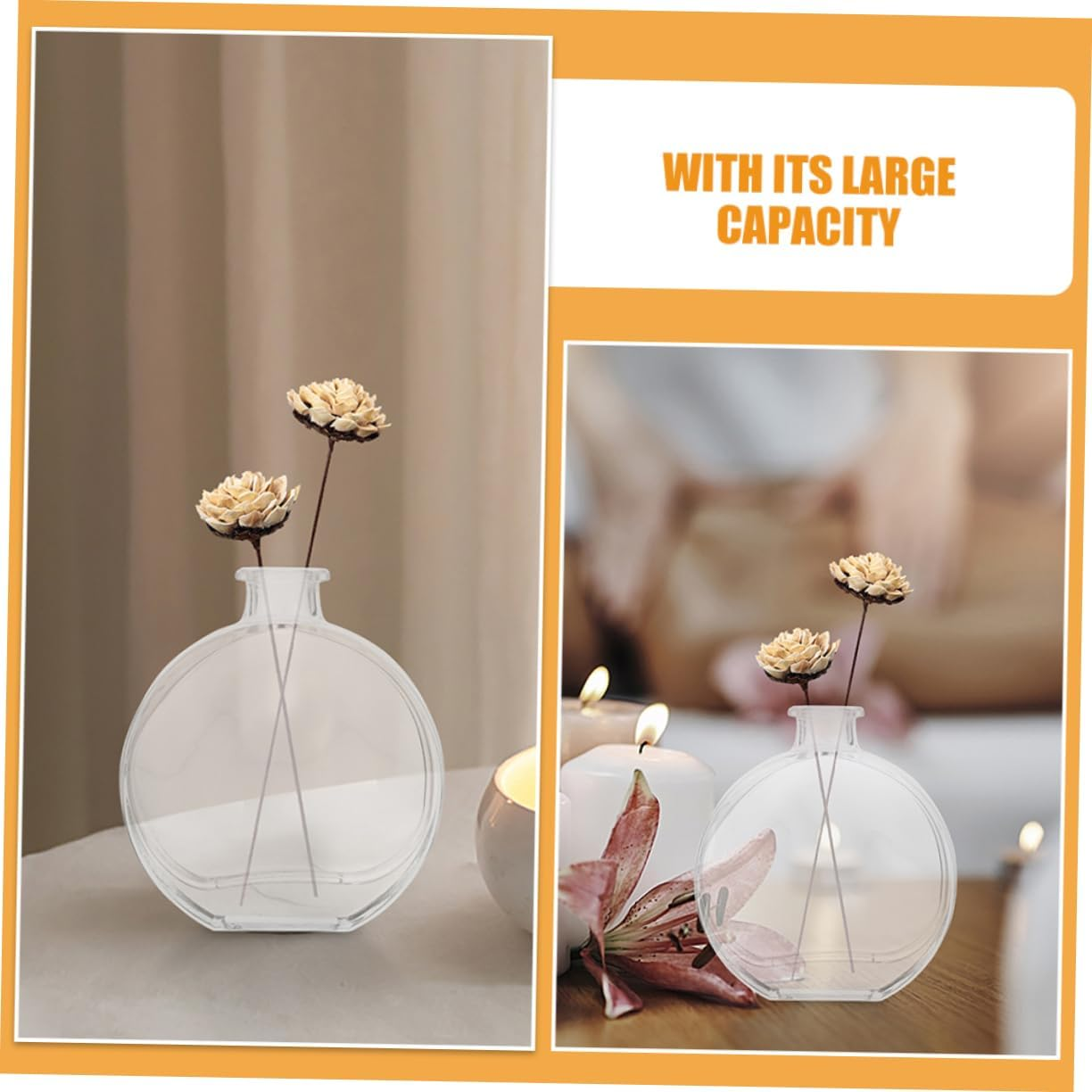 5Sets Refillable Glass Aromatherapy Diffuser Bottle Elegant Household Fragrance Dispenser for Essential Oils Home Decor Office Use