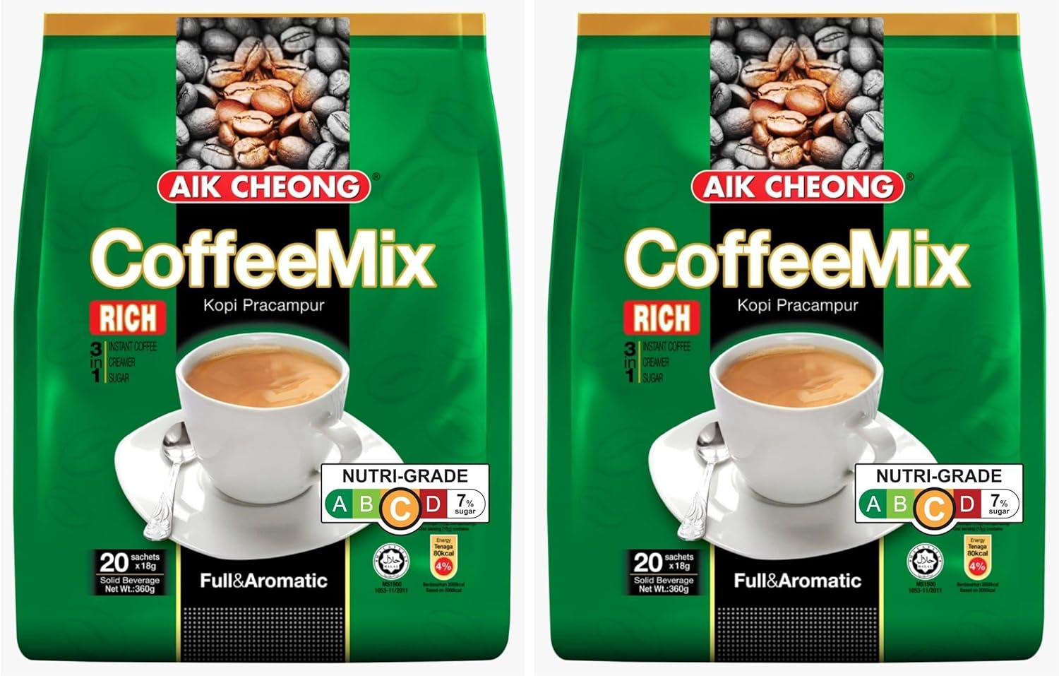Aik Cheong 3 in 1 Coffee Mix Rich | Instant Coffee with Sugar and Creamer | Smooth, Creamy and Satisfying Beverage | Quick and Easy to Prepare | 18 G X 20 Sachets image number 2