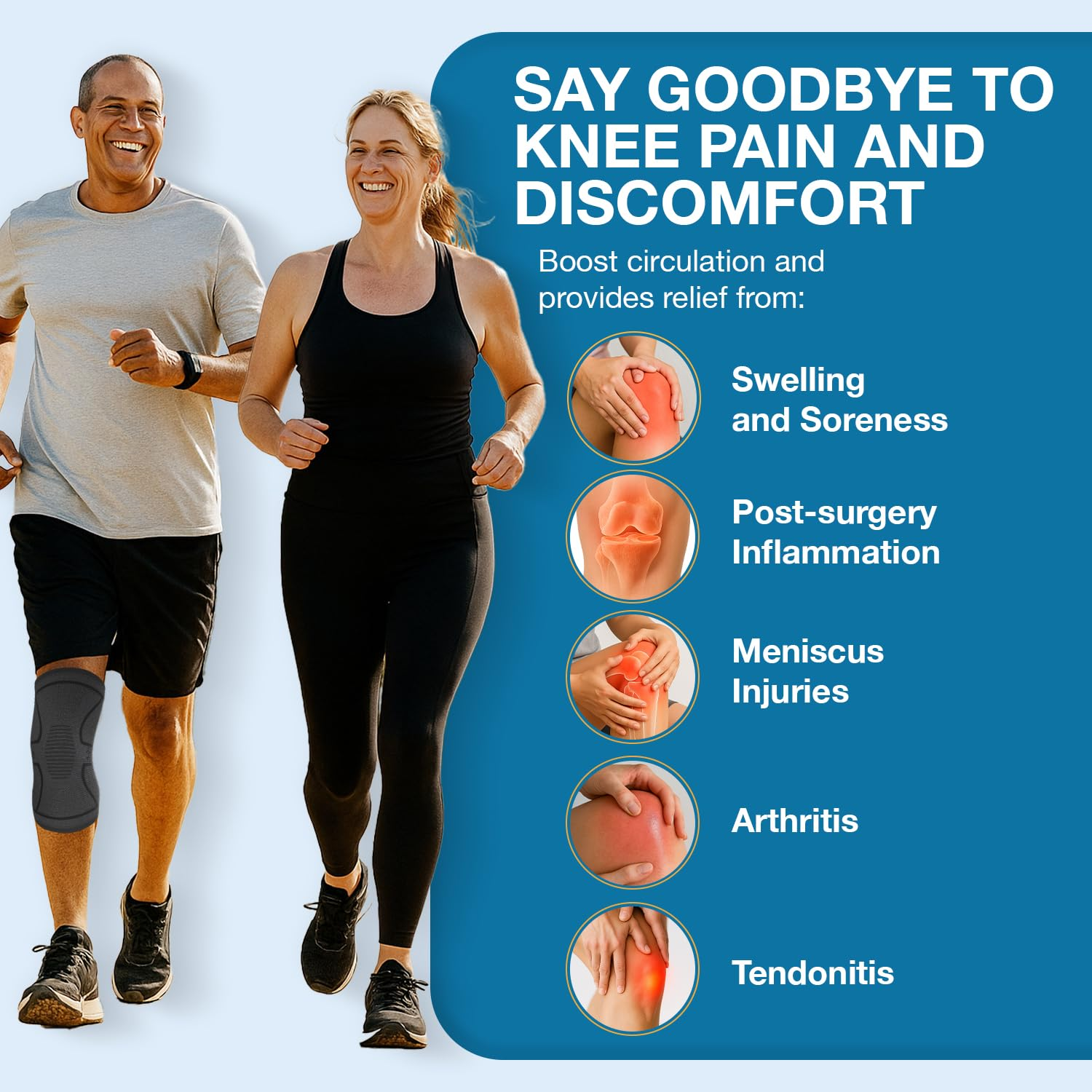 Uflex Athletics Compression Knee Brace for Women & Men Knee Sleeves Support for Sports, Running, Weightlifting, Arthritis, Meniscus Tear, ACL, Hiking, Recovery Support & Fitness Small Black image number 5