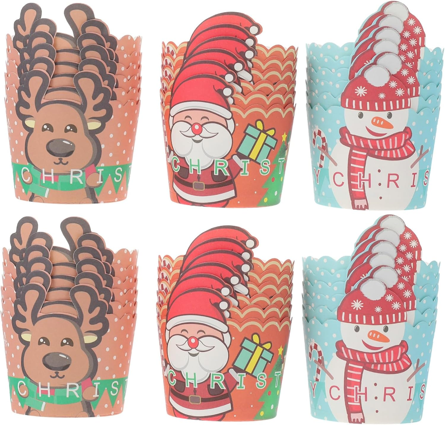 KOMBIUDA 150Pcs Christmas Cake Cups Heat-Resistant Muffin Cups for Baking Decorative Cake Holders for Holiday Parties and Celebrations Random Color