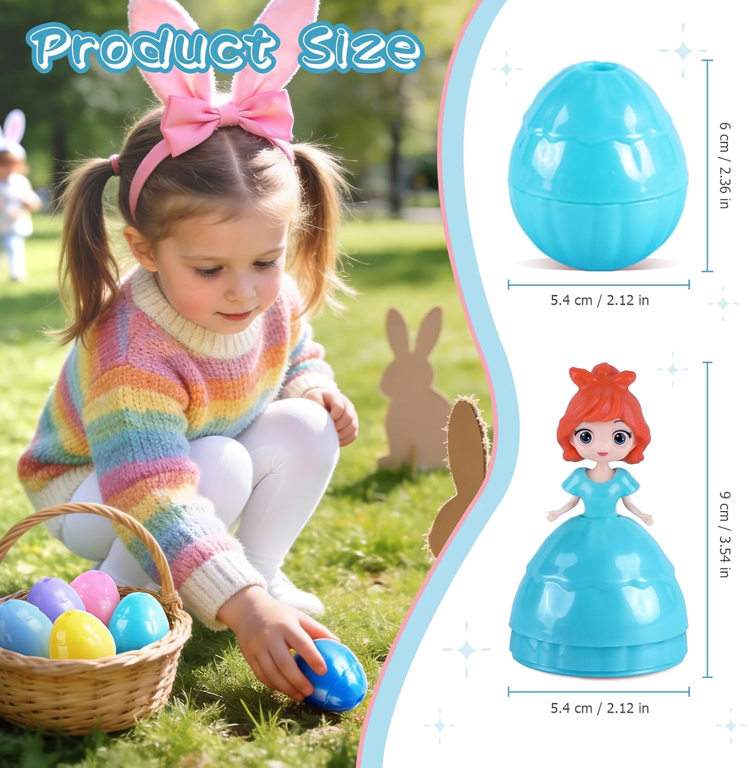 12 PCS Easter Eggs Filled with Princess for Kids Girls, Easter Eggs with Toys Inside, Easter Basket Stuffer, Easter Eggs Hunt Gifts, Classroom Prize and Party Favors image number 3