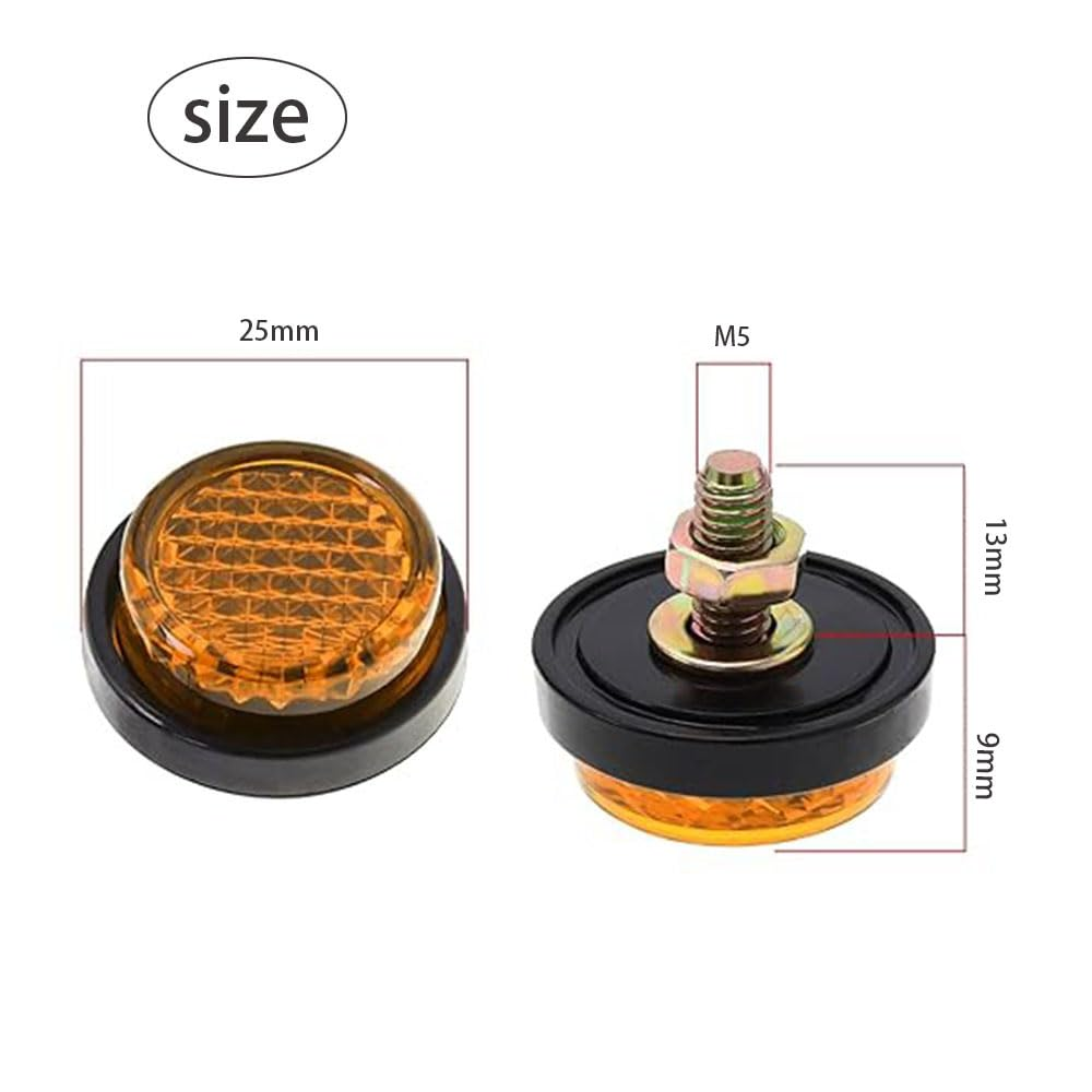 6 Pieces Mini Reflector Tag Bolt Screws for Motorcycle License Plate Frame Decorative, M5 Screw Tag Bolt round Reflective for Bike, Motobikes, Trailers, Trucks, Boats, Suv'S, Rv'S (Yellow)